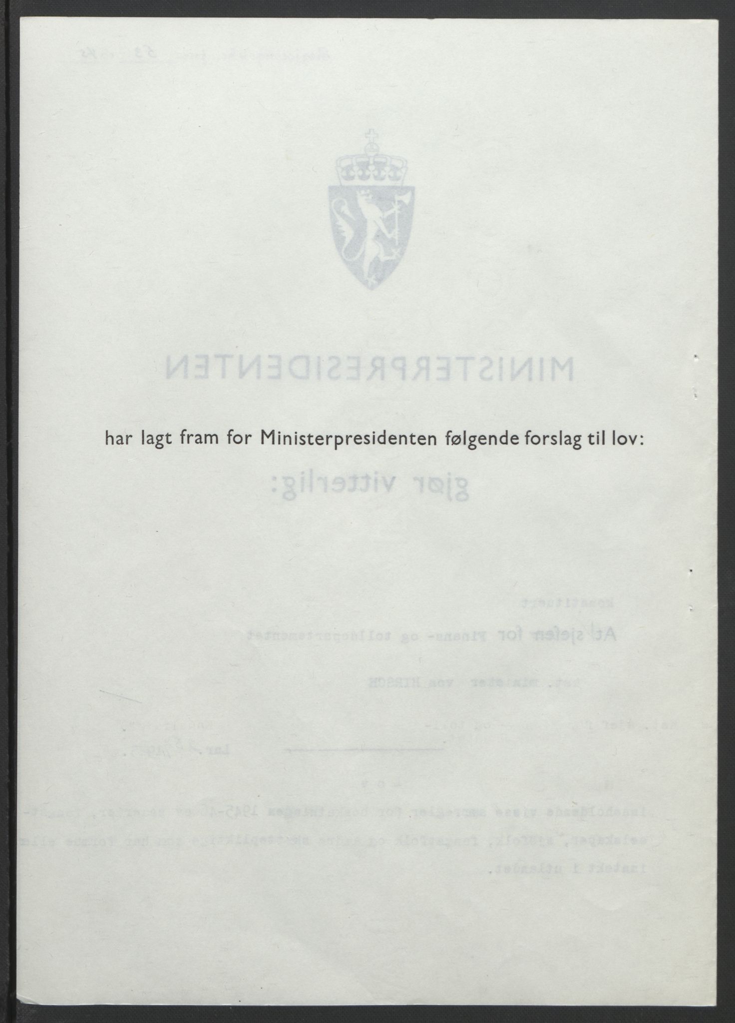 NS-administrasjonen 1940-1945 (Statsrådsekretariatet, de kommisariske statsråder mm), RA/S-4279/D/Db/L0101/0001: -- / Lover og vedtak, 1945, s. 103