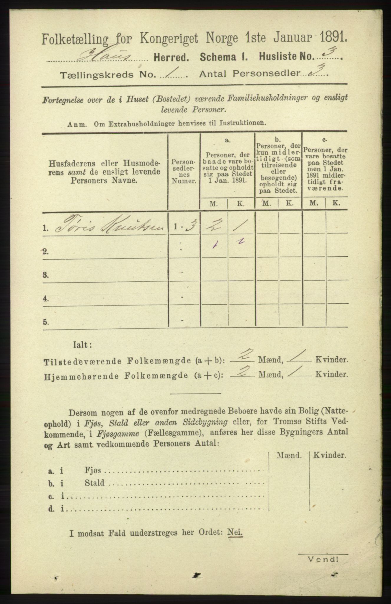 RA, Folketelling 1891 for 1250 Haus herred, 1891, s. 36