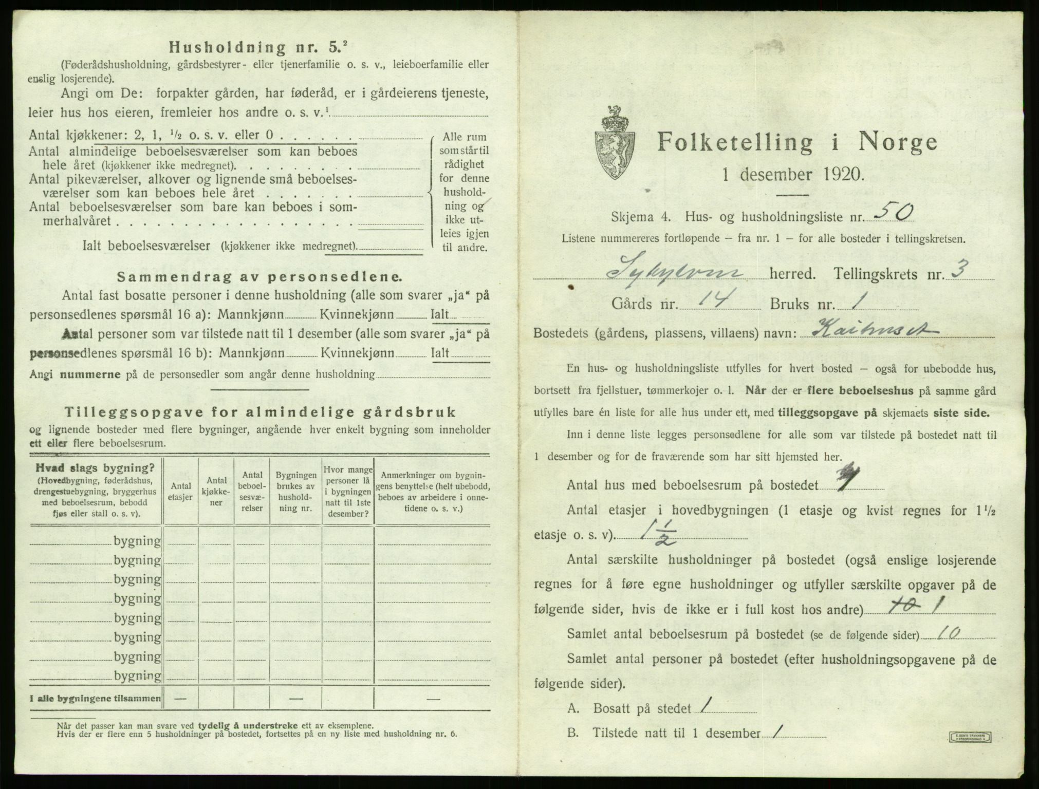 SAT, Folketelling 1920 for 1528 Sykkylven herred, 1920, s. 345