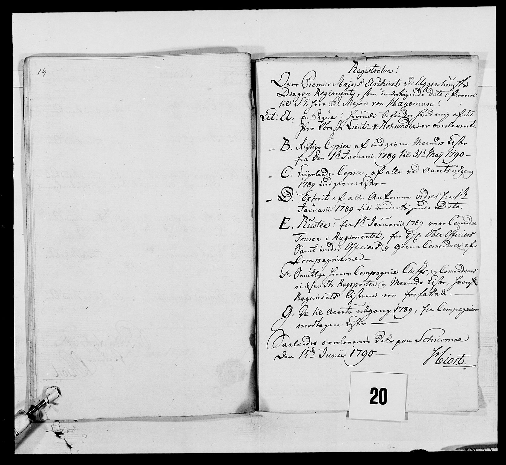 Generalitets- og kommissariatskollegiet, Det kongelige norske kommissariatskollegium, AV/RA-EA-5420/E/Eh/L0005: Akershusiske dragonregiment, 1789-1792, s. 442