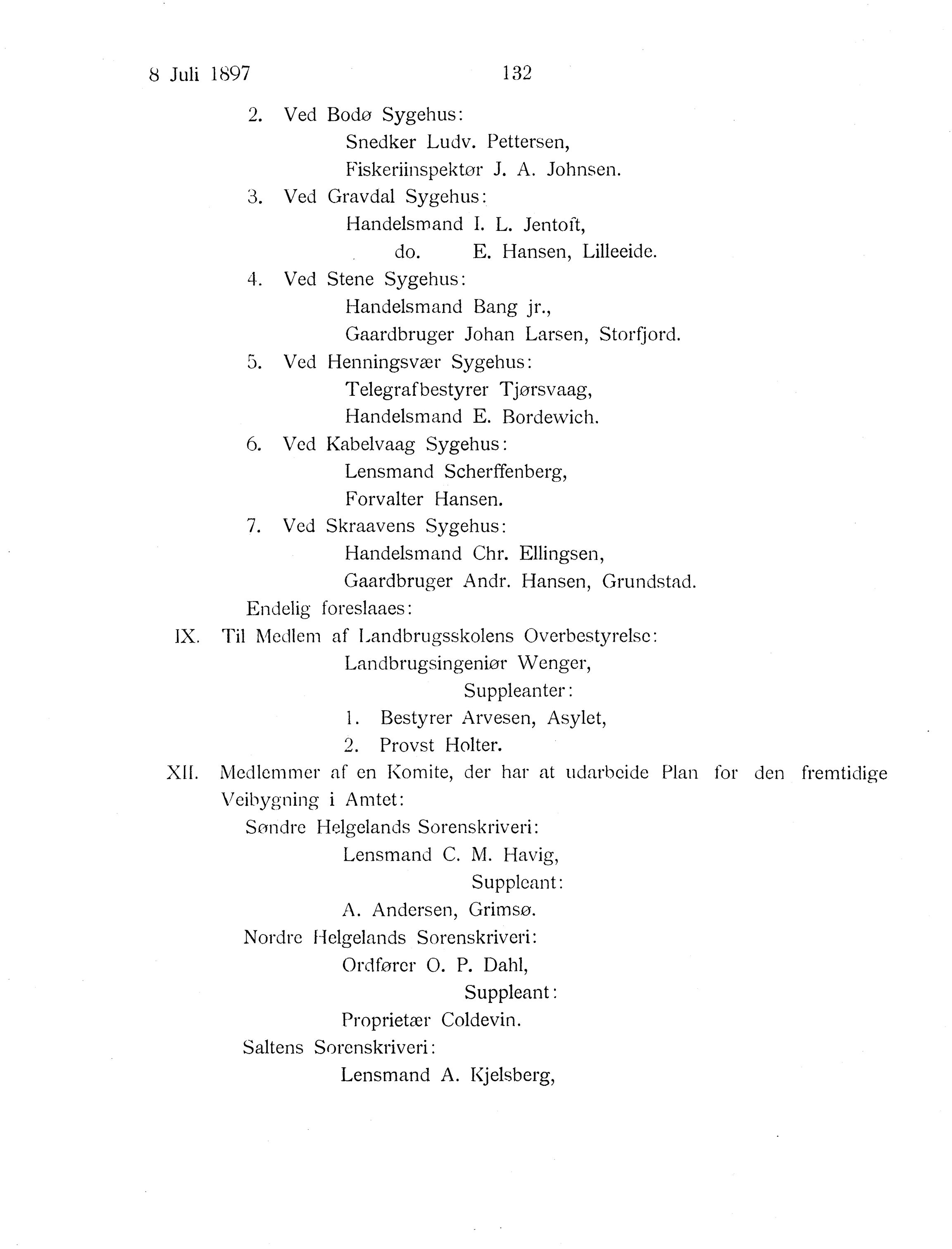 Nordland Fylkeskommune. Fylkestinget, AIN/NFK-17/176/A/Ac/L0020: Fylkestingsforhandlinger 1897, 1897