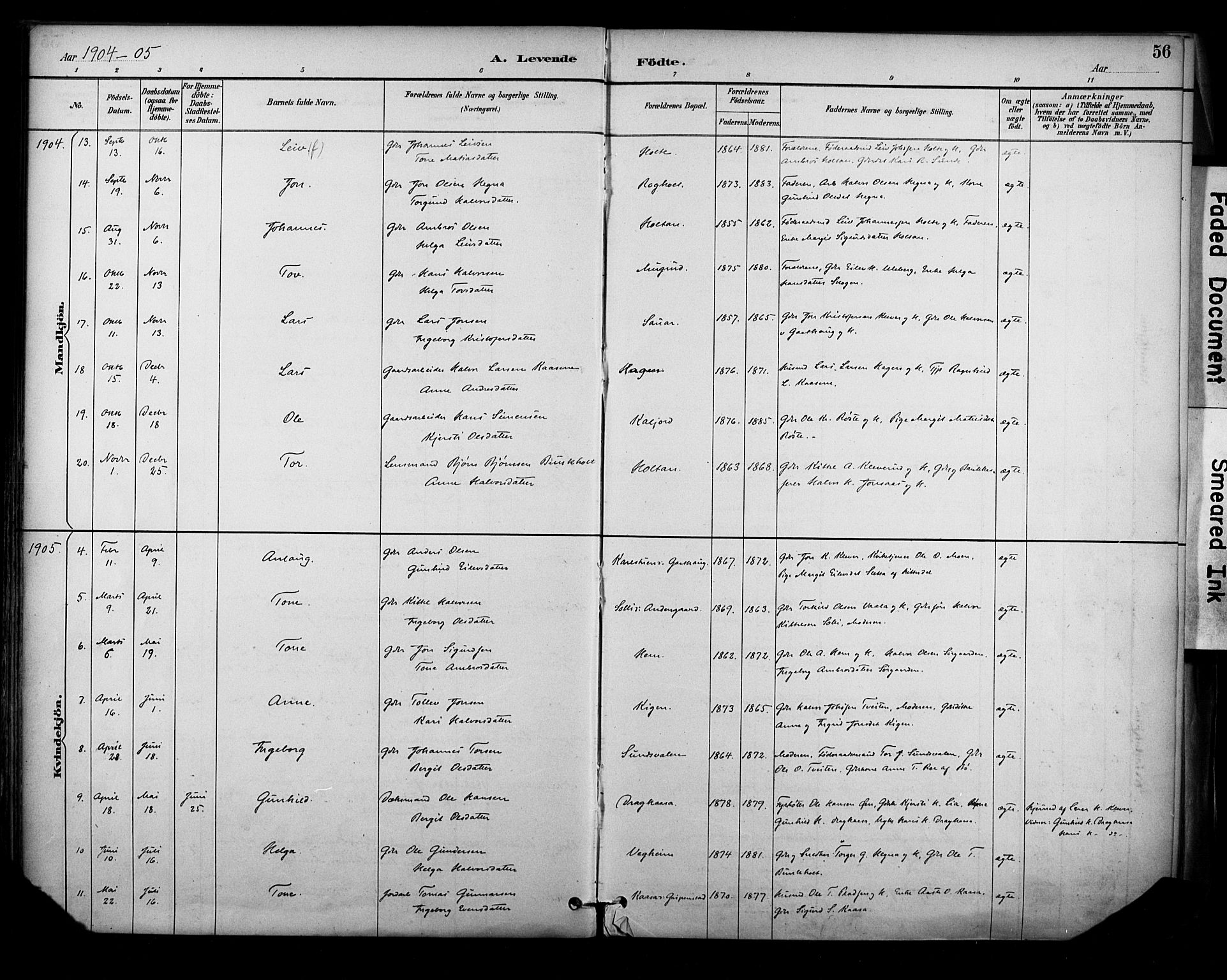 Sauherad kirkebøker, AV/SAKO-A-298/F/Fa/L0009: Ministerialbok nr. I 9, 1887-1912, s. 56