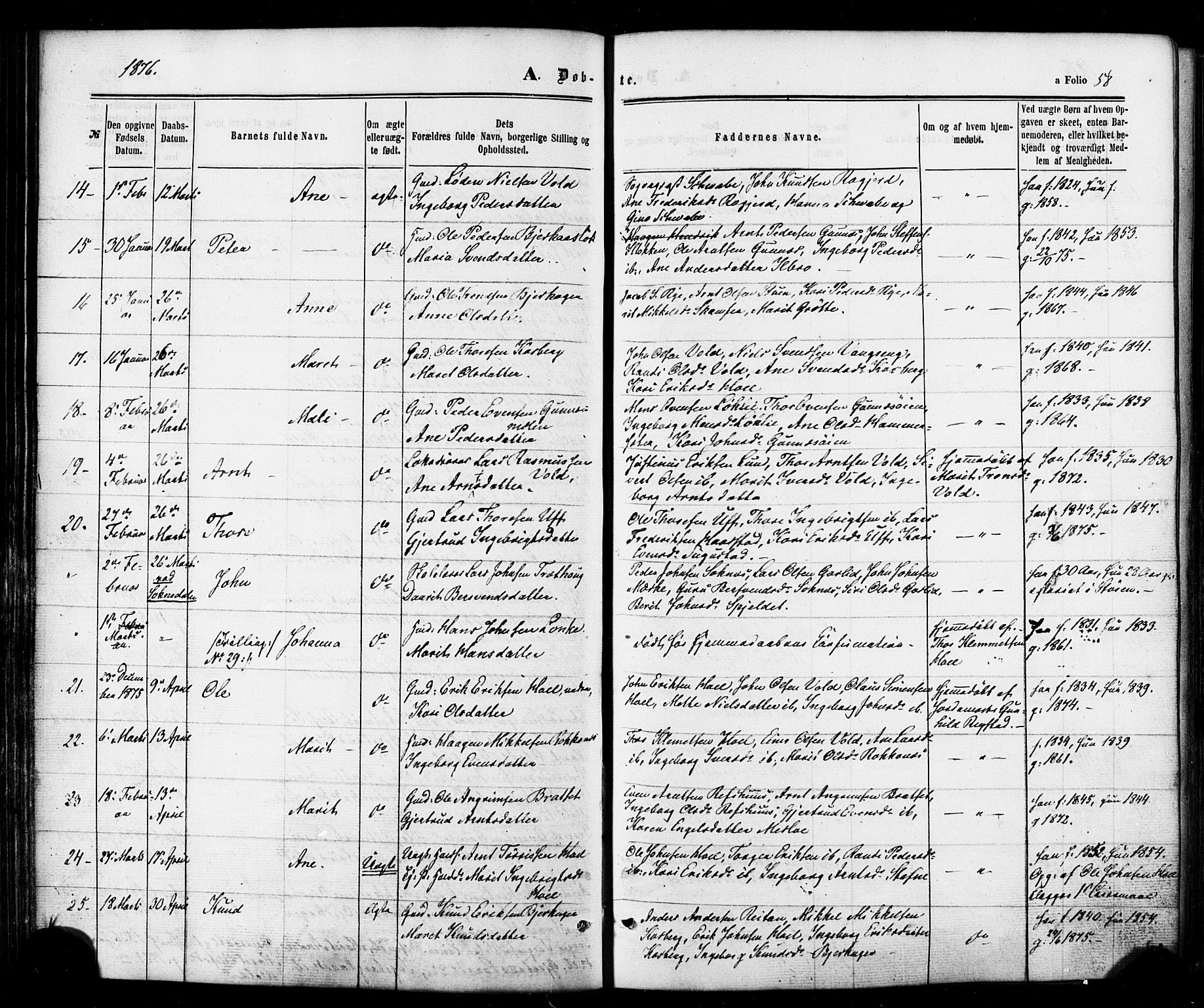 Ministerialprotokoller, klokkerbøker og fødselsregistre - Sør-Trøndelag, SAT/A-1456/674/L0870: Ministerialbok nr. 674A02, 1861-1879, s. 58