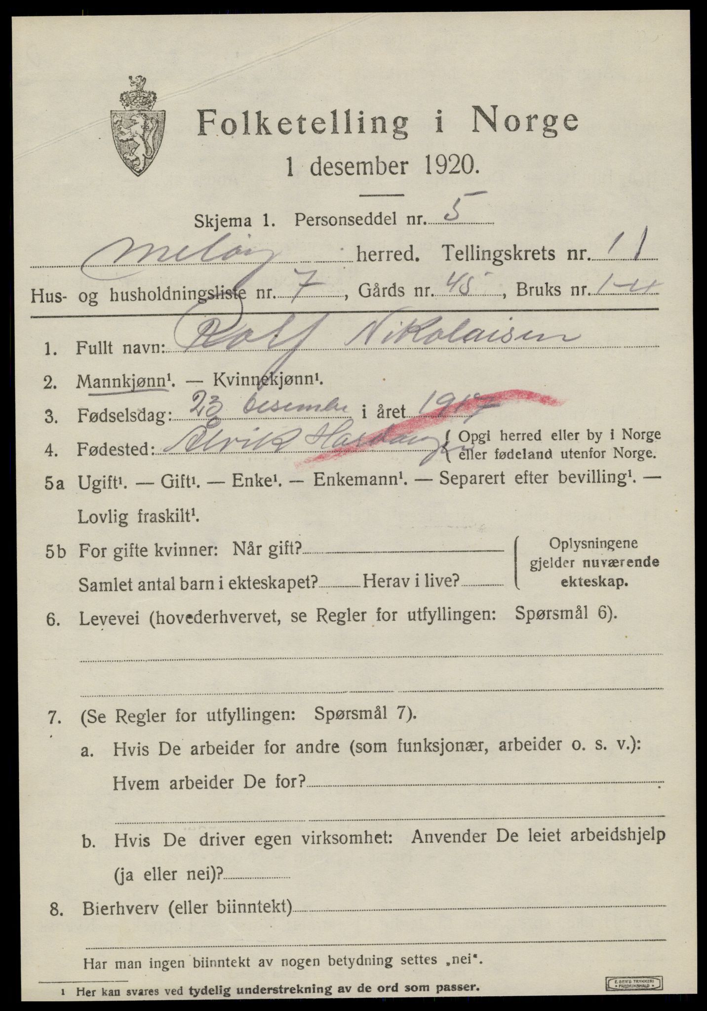 SAT, Folketelling 1920 for 1837 Meløy herred, 1920, s. 5649