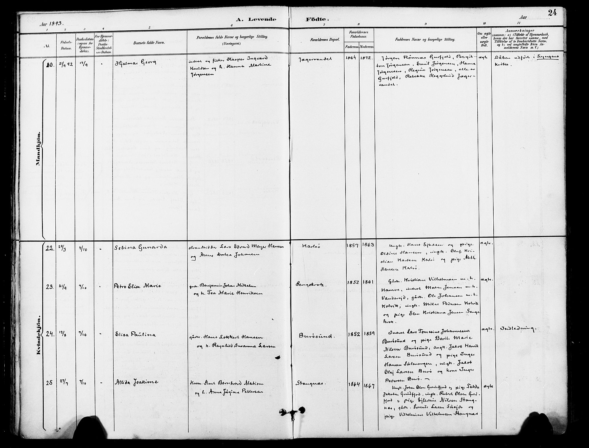 Karlsøy sokneprestembete, AV/SATØ-S-1299/H/Ha/Haa/L0007kirke: Ministerialbok nr. 7, 1891-1902, s. 24