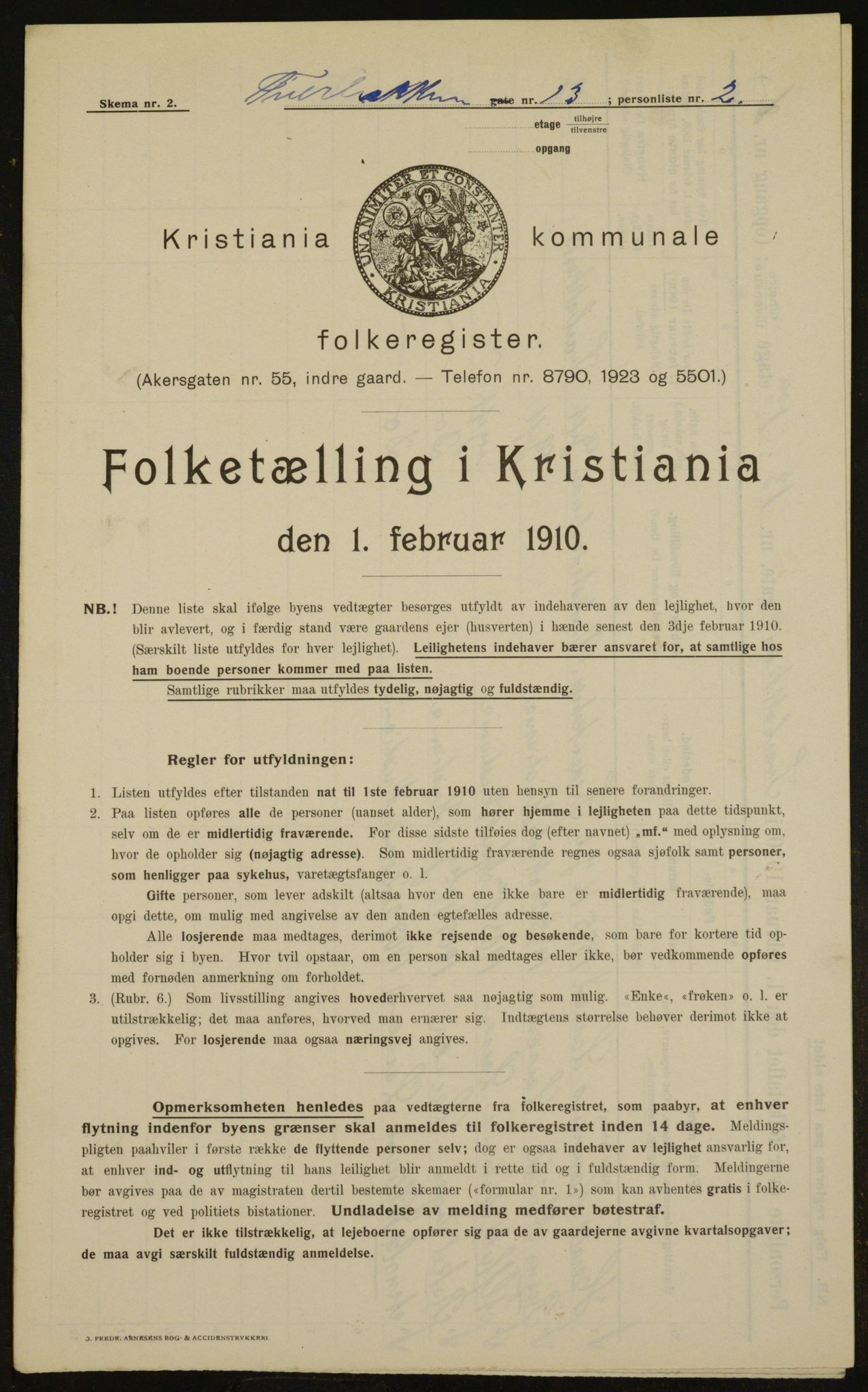 OBA, Kommunal folketelling 1.2.1910 for Kristiania, 1910, s. 111498