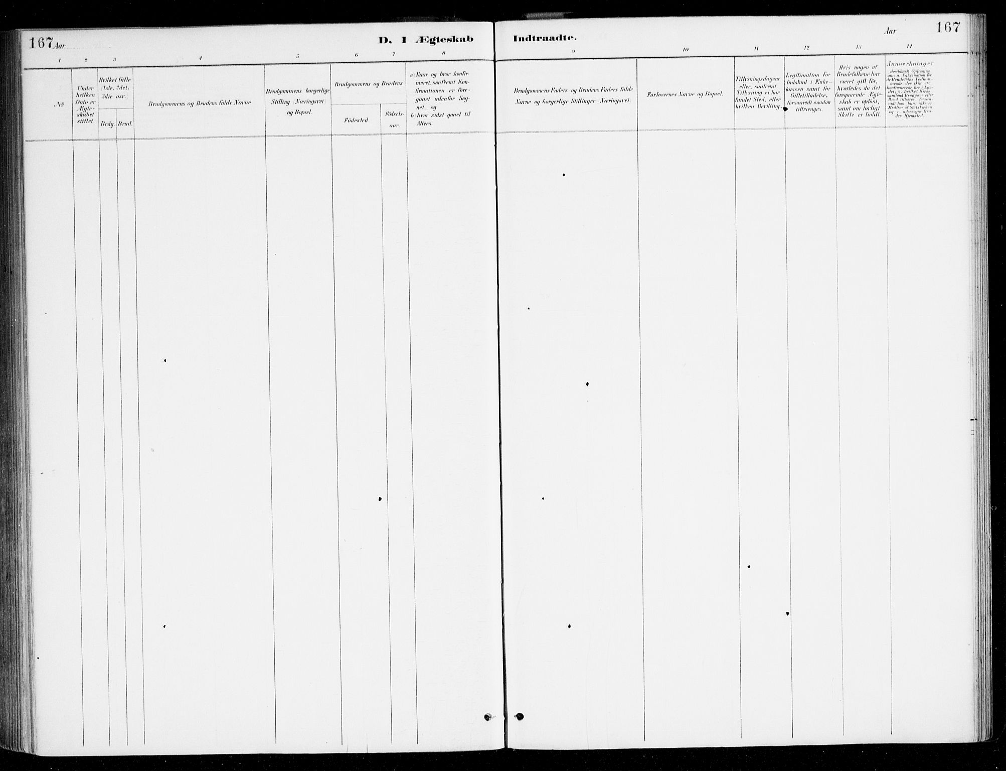 Haus sokneprestembete, SAB/A-75601/H/Haa/Haad/L0001: Ministerialbok nr. D 1, 1887-1898, s. 167