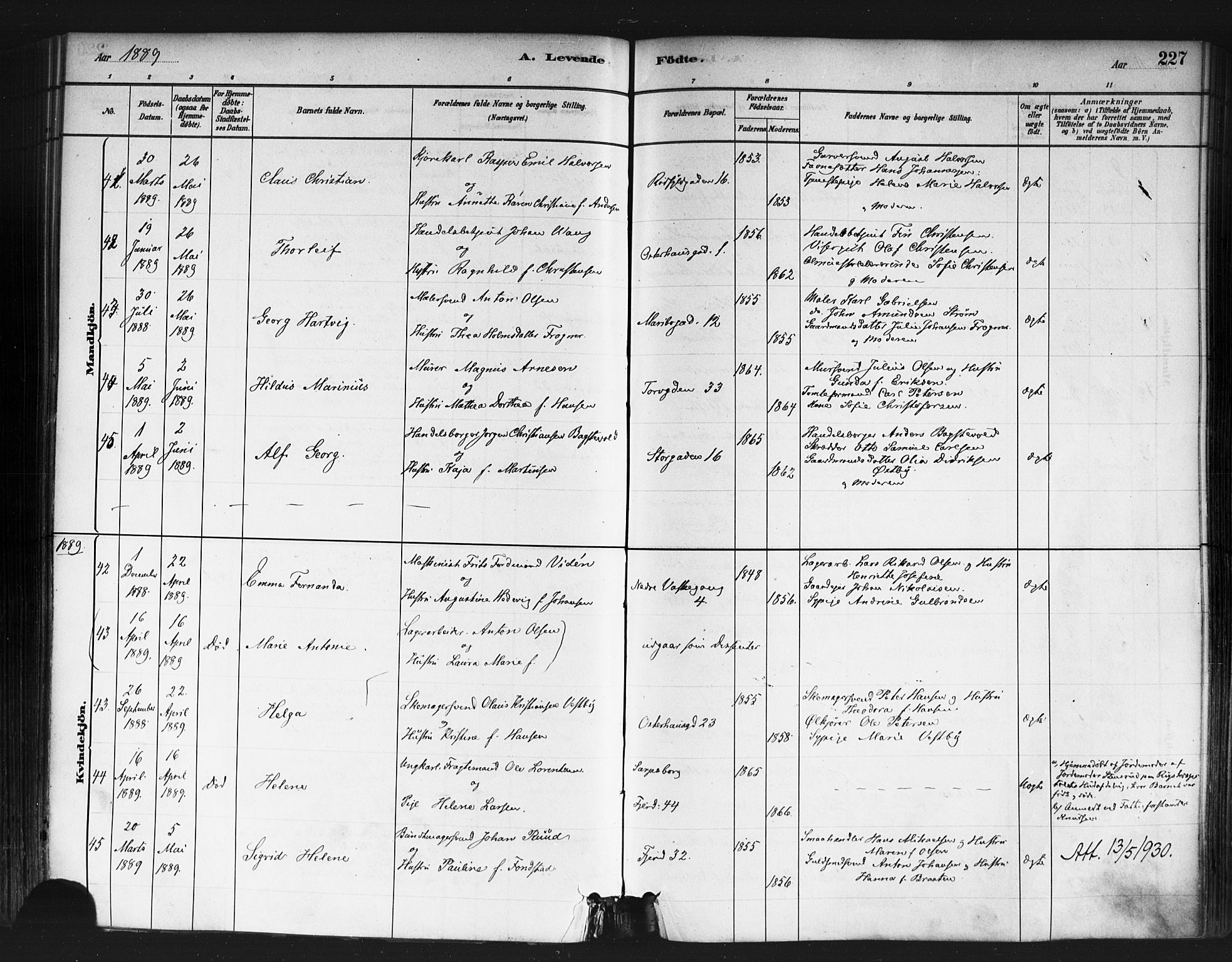 Jakob prestekontor Kirkebøker, AV/SAO-A-10850/F/Fa/L0003: Ministerialbok nr. 3, 1880-1895, s. 227