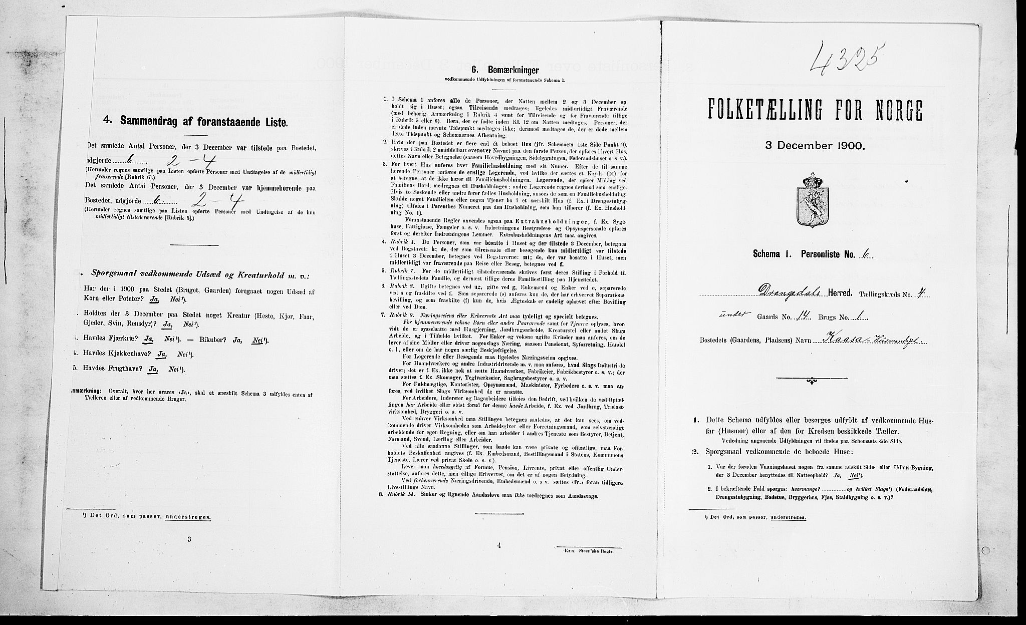 SAKO, Folketelling 1900 for 0817 Drangedal herred, 1900, s. 393