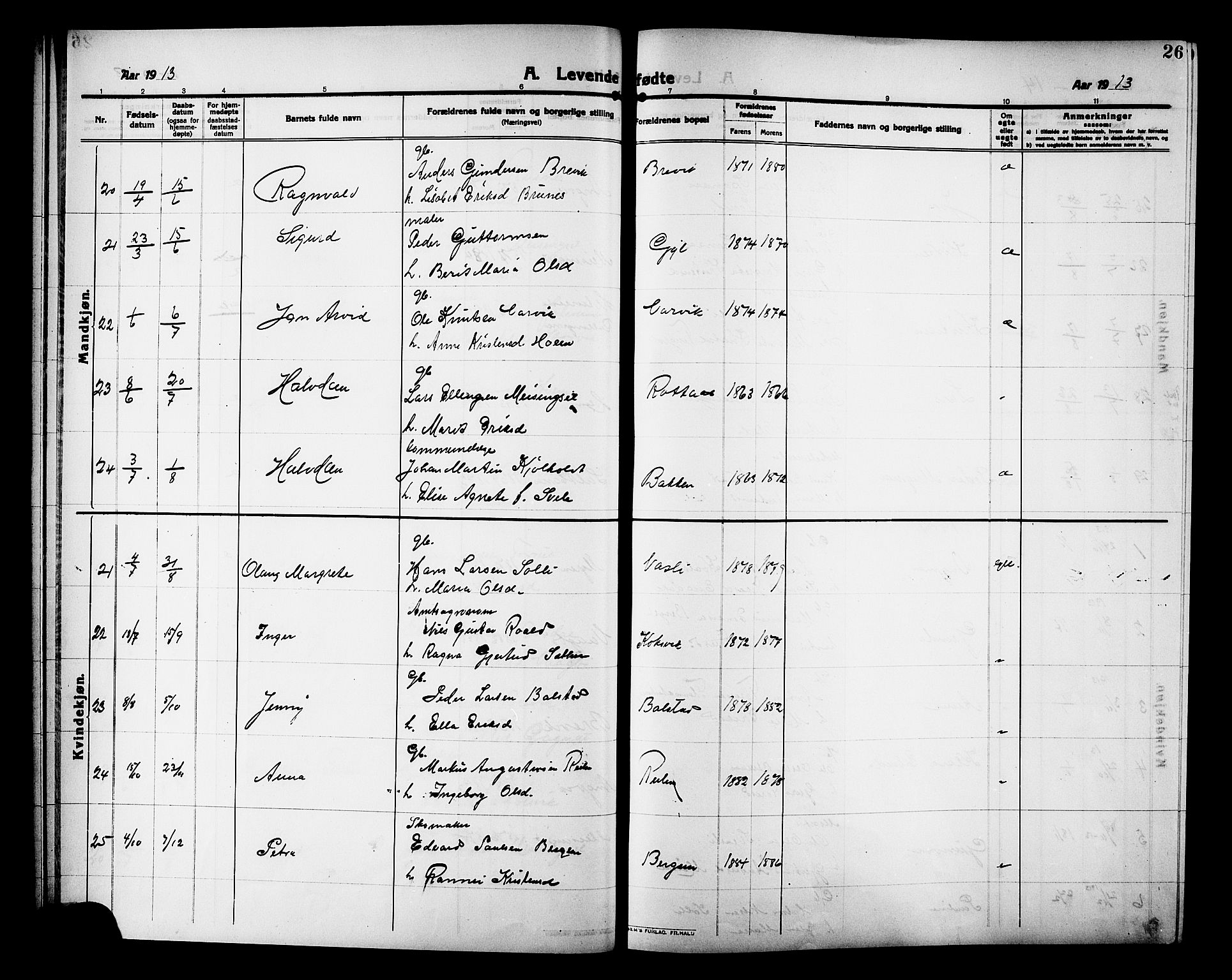 Ministerialprotokoller, klokkerbøker og fødselsregistre - Møre og Romsdal, AV/SAT-A-1454/586/L0993: Klokkerbok nr. 586C04, 1910-1918, s. 26