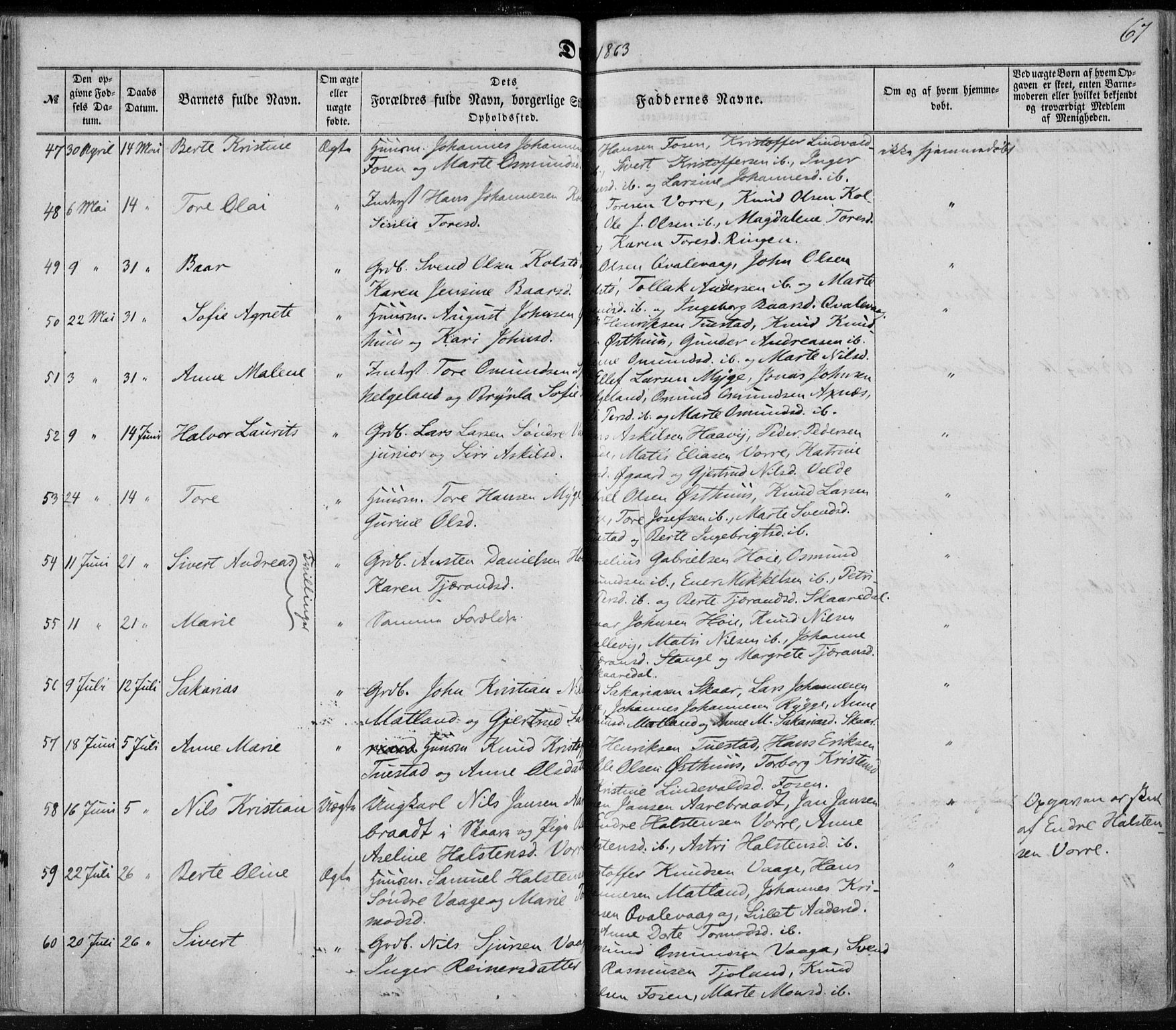 Avaldsnes sokneprestkontor, AV/SAST-A -101851/H/Ha/Haa/L0010: Ministerialbok nr. A 10, 1857-1876, s. 67