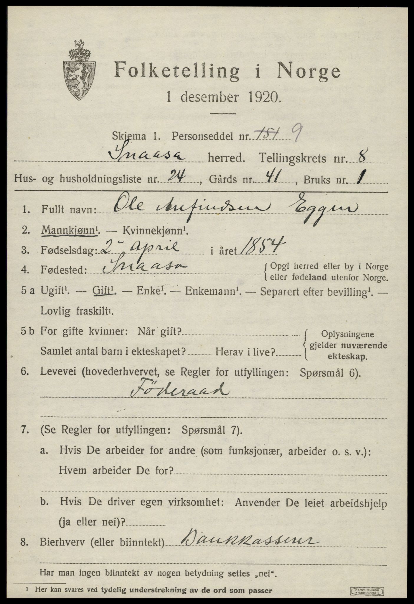 SAT, Folketelling 1920 for 1736 Snåsa herred, 1920, s. 3472