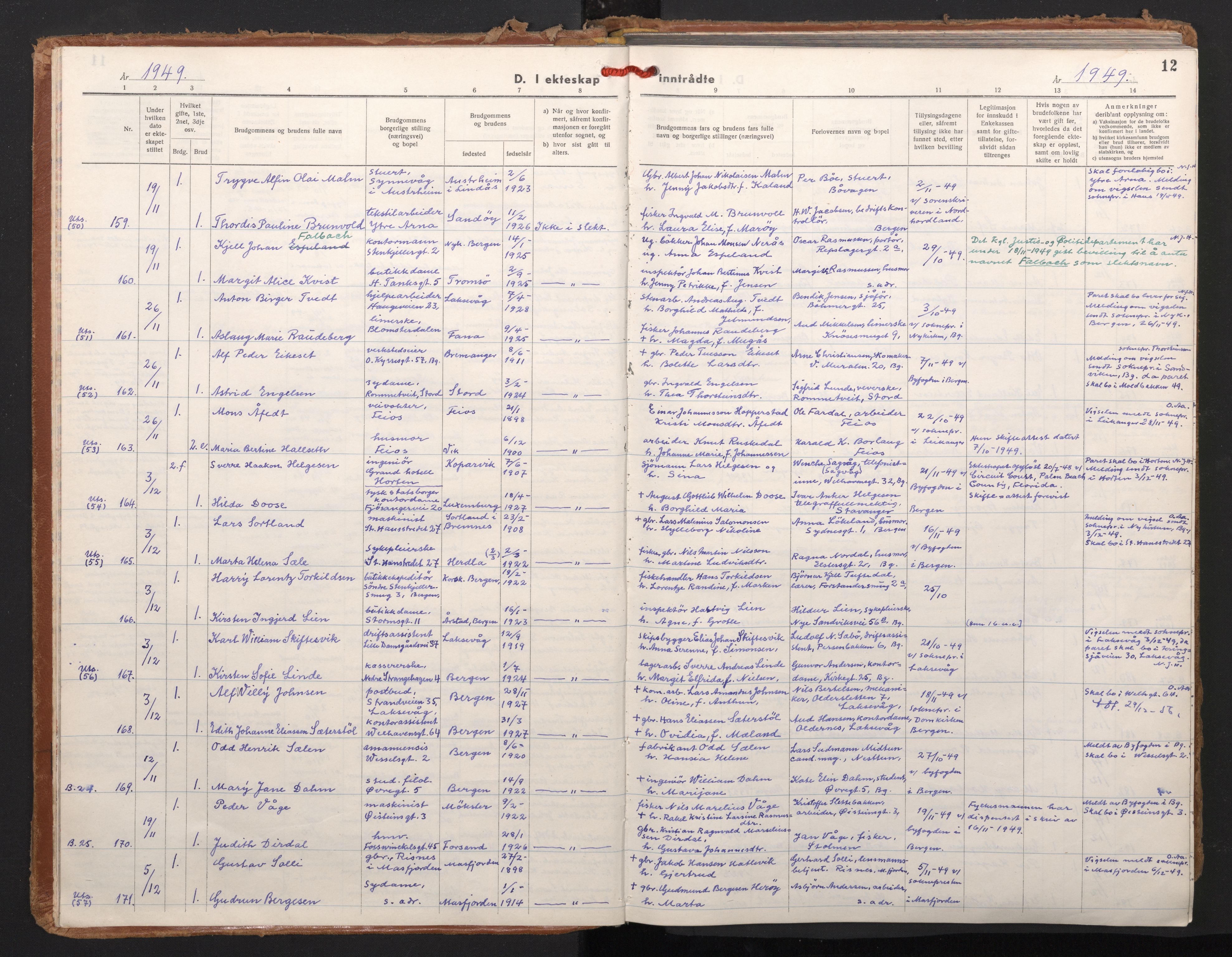 Johanneskirken sokneprestembete, SAB/A-76001/H/Haa/L0015: Ministerialbok nr. D 4, 1949-1963, s. 11b-12a