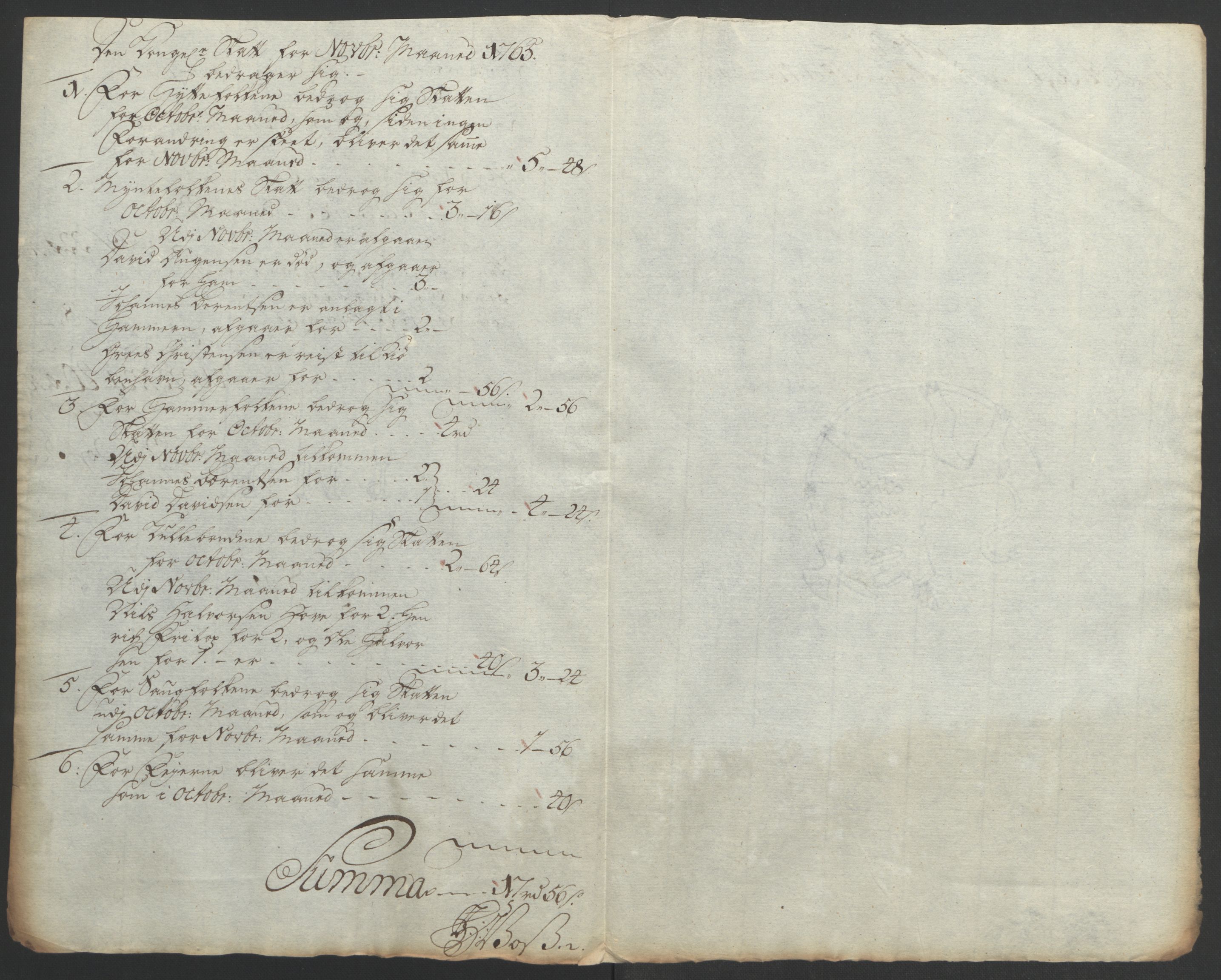 Rentekammeret inntil 1814, Reviderte regnskaper, Bergverksregnskaper, AV/RA-EA-3222/R/Rc/Rca/L0843: Ekstraskatt, 1762-1765, s. 1093