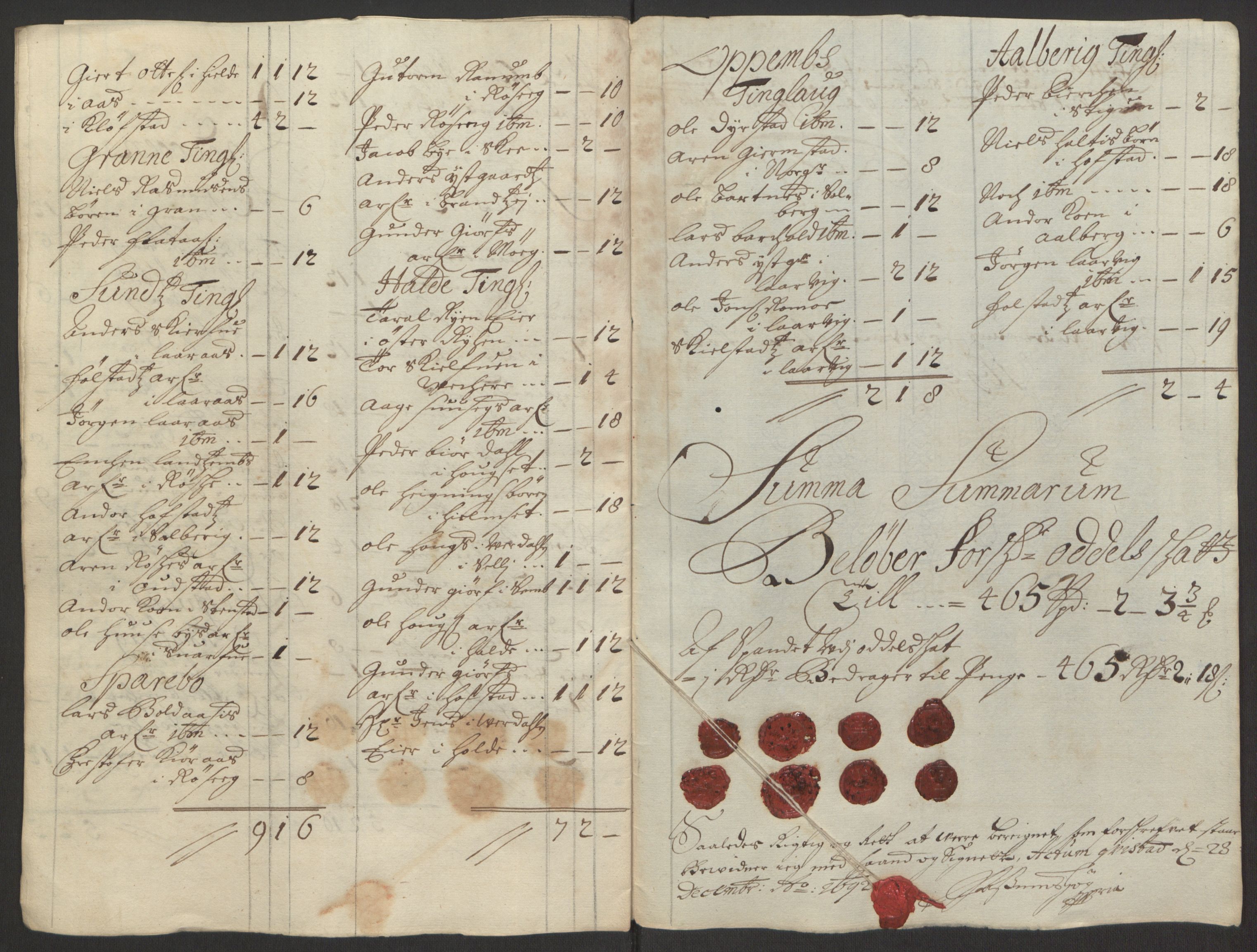 Rentekammeret inntil 1814, Reviderte regnskaper, Fogderegnskap, RA/EA-4092/R63/L4308: Fogderegnskap Inderøy, 1692-1694, s. 91
