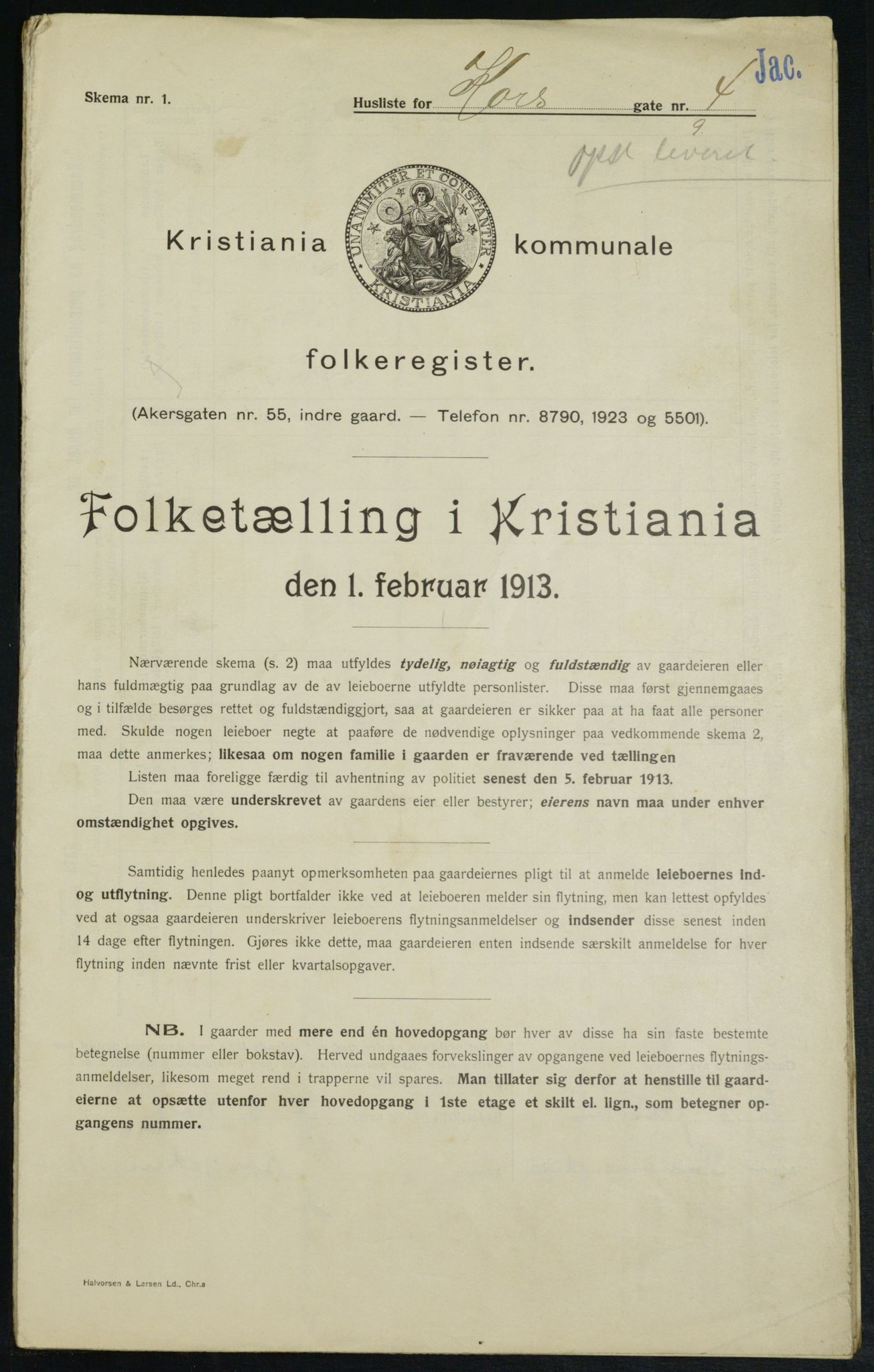 OBA, Kommunal folketelling 1.2.1913 for Kristiania, 1913, s. 53139