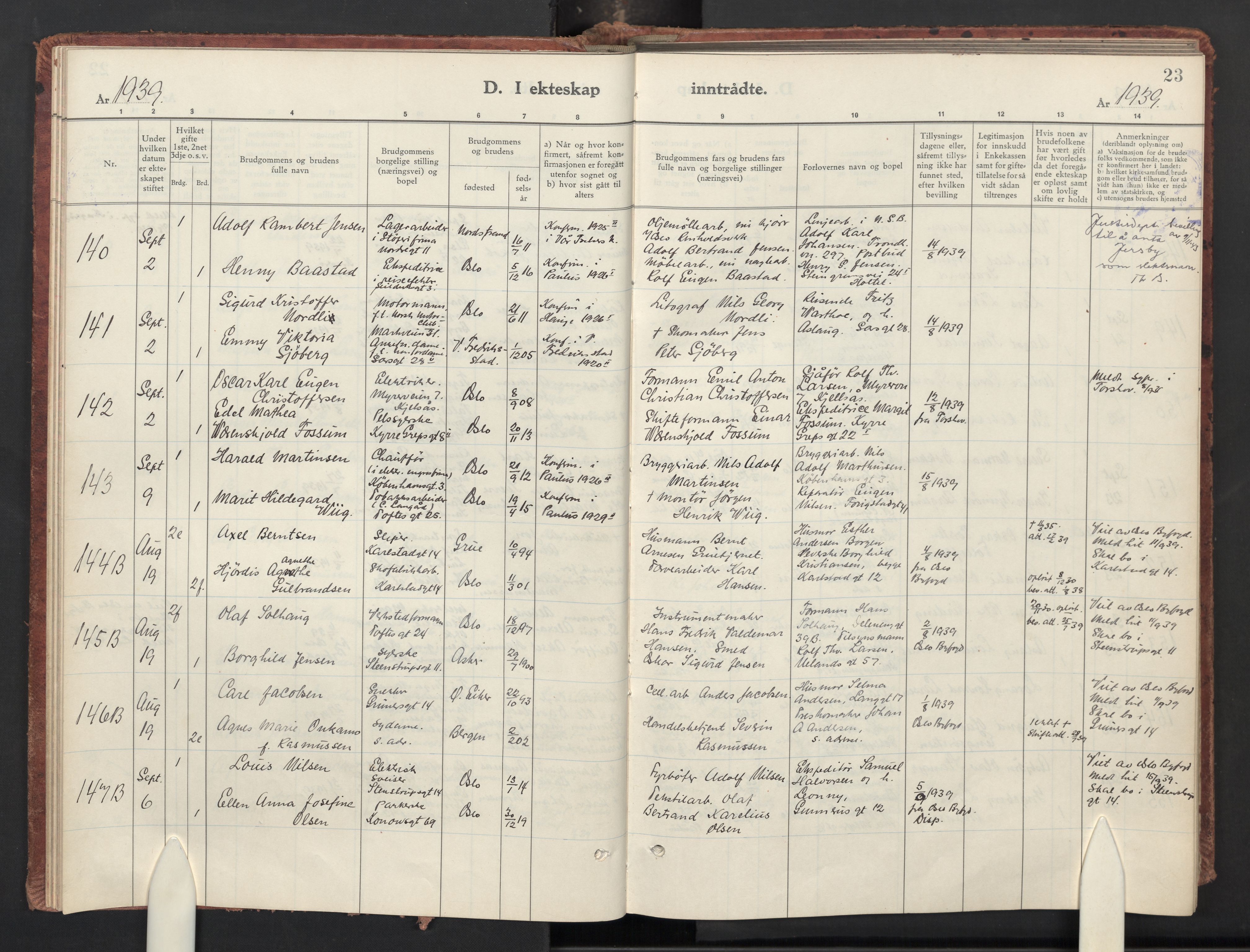 Paulus prestekontor Kirkebøker, AV/SAO-A-10871/F/Fa/L0031: Ministerialbok nr. 31, 1938-1948, s. 23