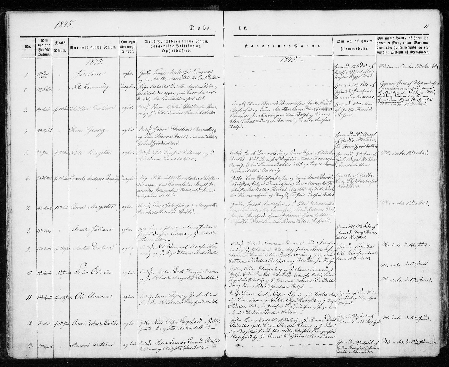 Karlsøy sokneprestembete, AV/SATØ-S-1299/H/Ha/Haa/L0009kirke: Ministerialbok nr. 9, 1838-1867, s. 11
