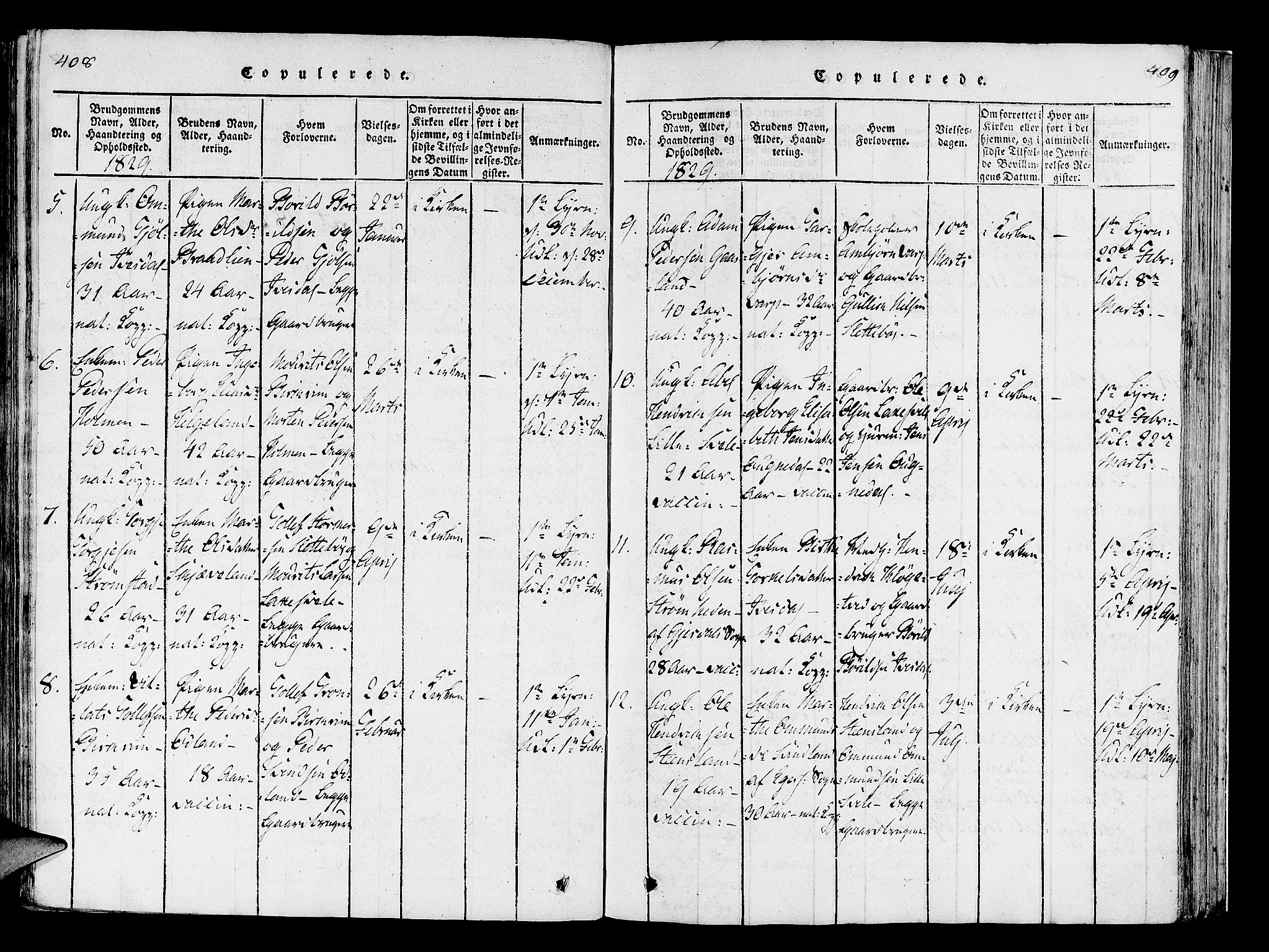 Helleland sokneprestkontor, SAST/A-101810: Ministerialbok nr. A 5, 1815-1834, s. 408-409
