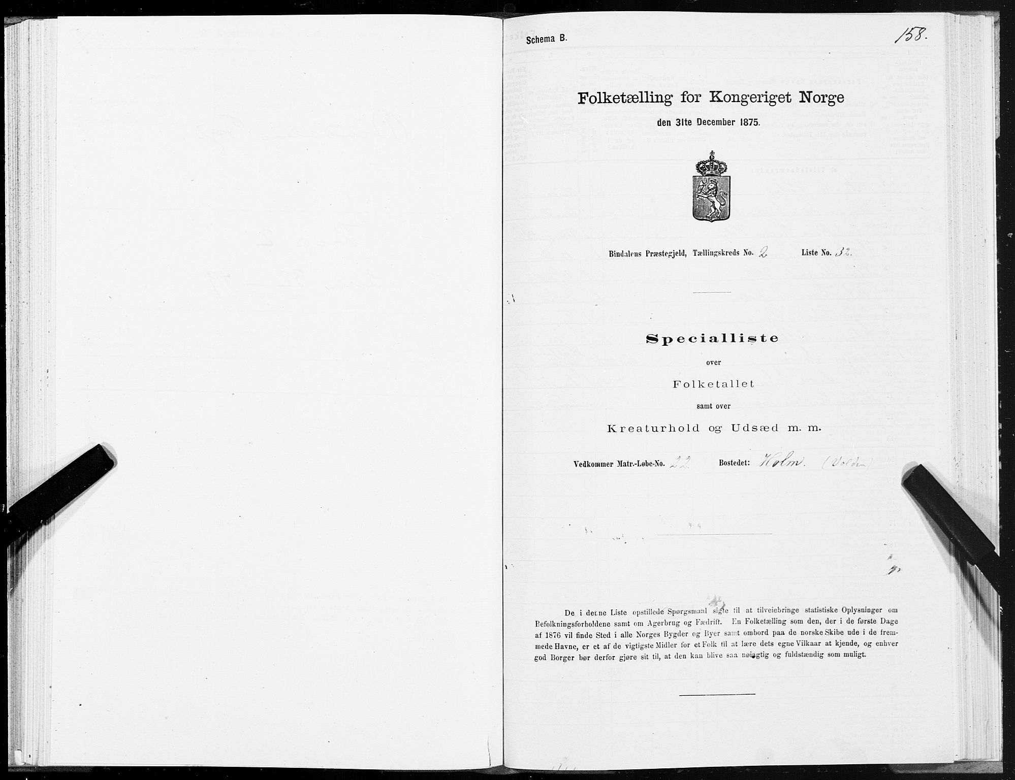 SAT, Folketelling 1875 for 1811P Bindal prestegjeld, 1875, s. 1158