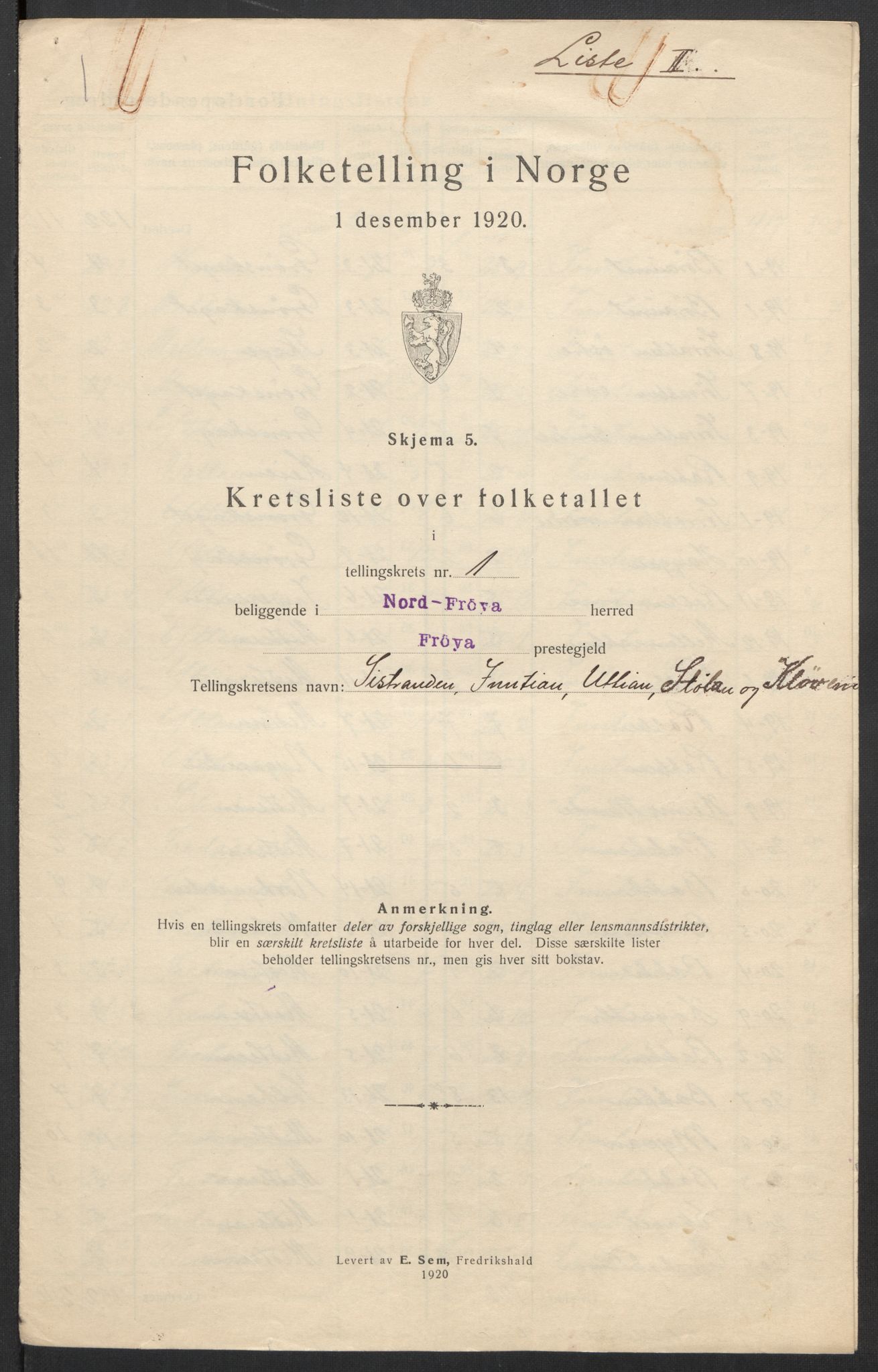 SAT, Folketelling 1920 for 1620 Nord-Frøya herred, 1920, s. 6