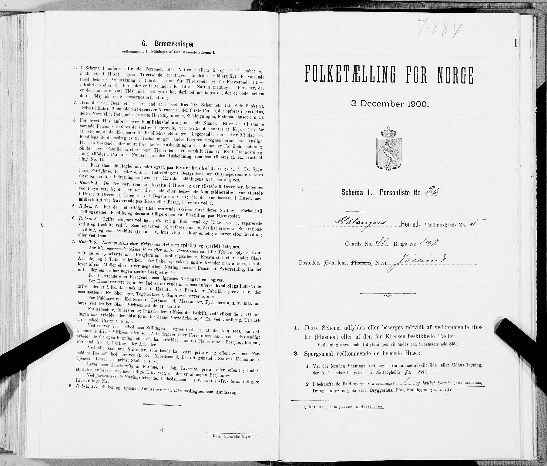 SAT, Folketelling 1900 for 1749 Flatanger herred, 1900, s. 768