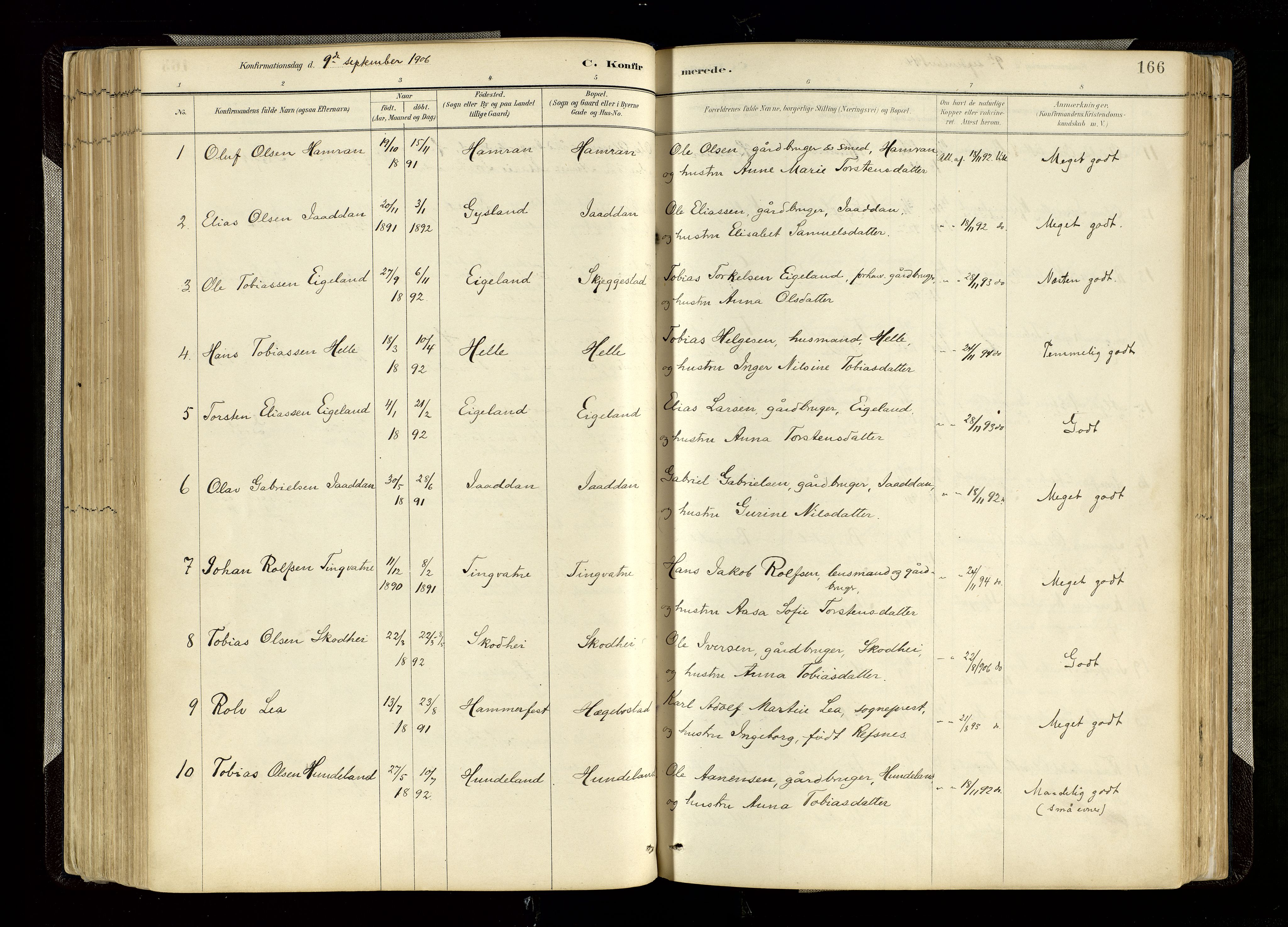 Hægebostad sokneprestkontor, AV/SAK-1111-0024/F/Fa/Faa/L0006: Ministerialbok nr. A 6, 1887-1929, s. 166