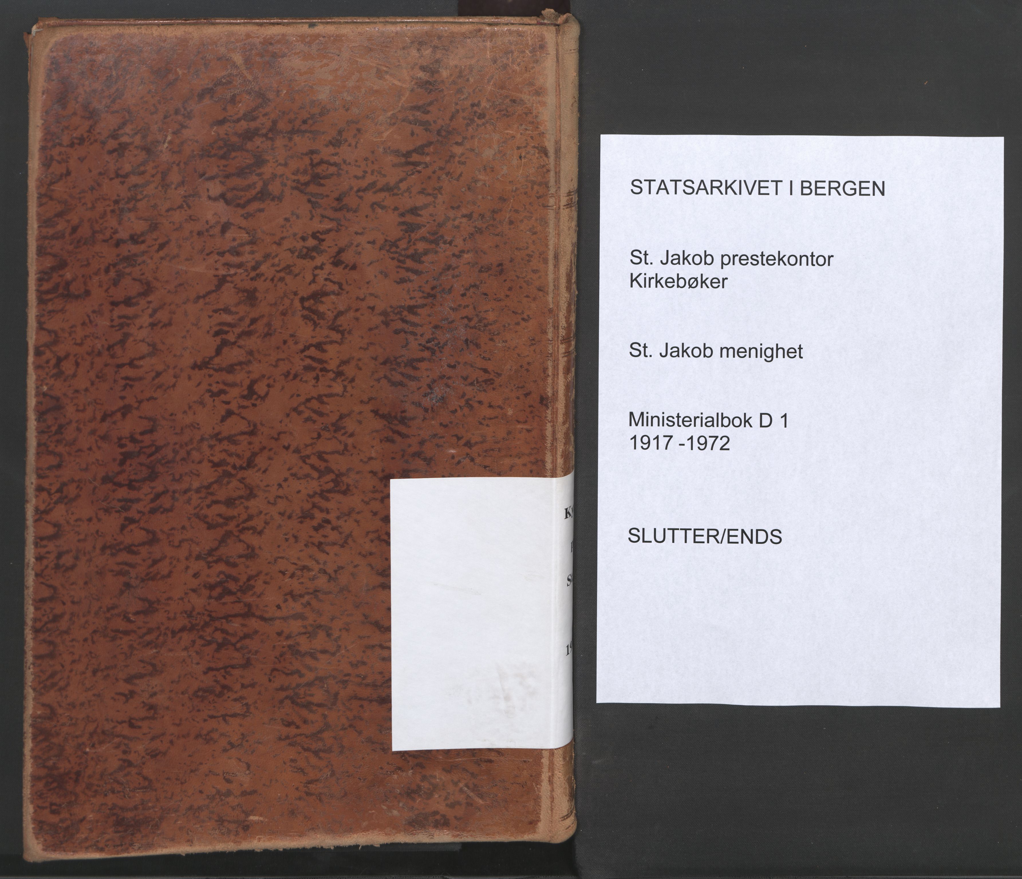 St. Jacob sokneprestembete, AV/SAB-A-78001/H/Haa/L0009: Ministerialbok nr. D 1, 1917-1972
