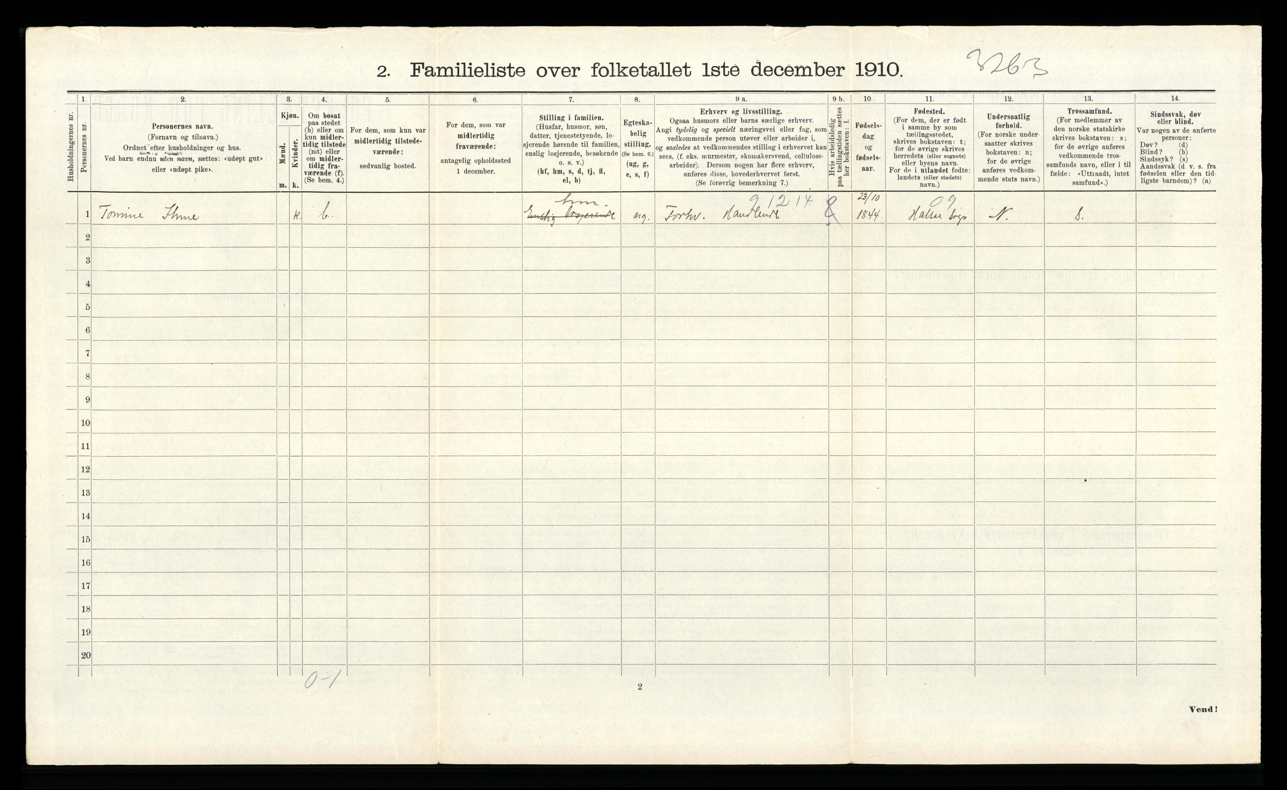 RA, Folketelling 1910 for 1002 Mandal ladested, 1910, s. 3005