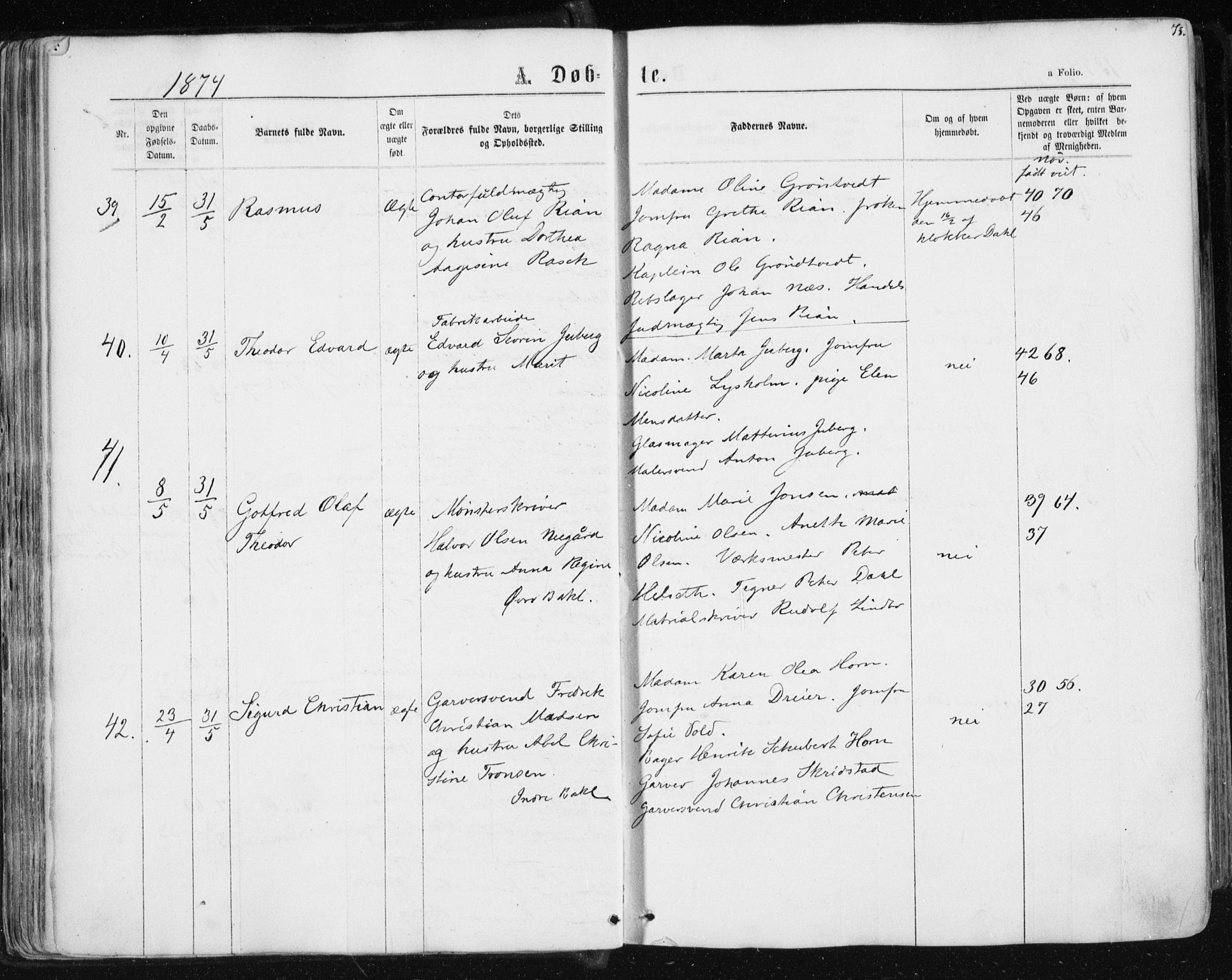 Ministerialprotokoller, klokkerbøker og fødselsregistre - Sør-Trøndelag, SAT/A-1456/604/L0186: Ministerialbok nr. 604A07, 1866-1877, s. 73