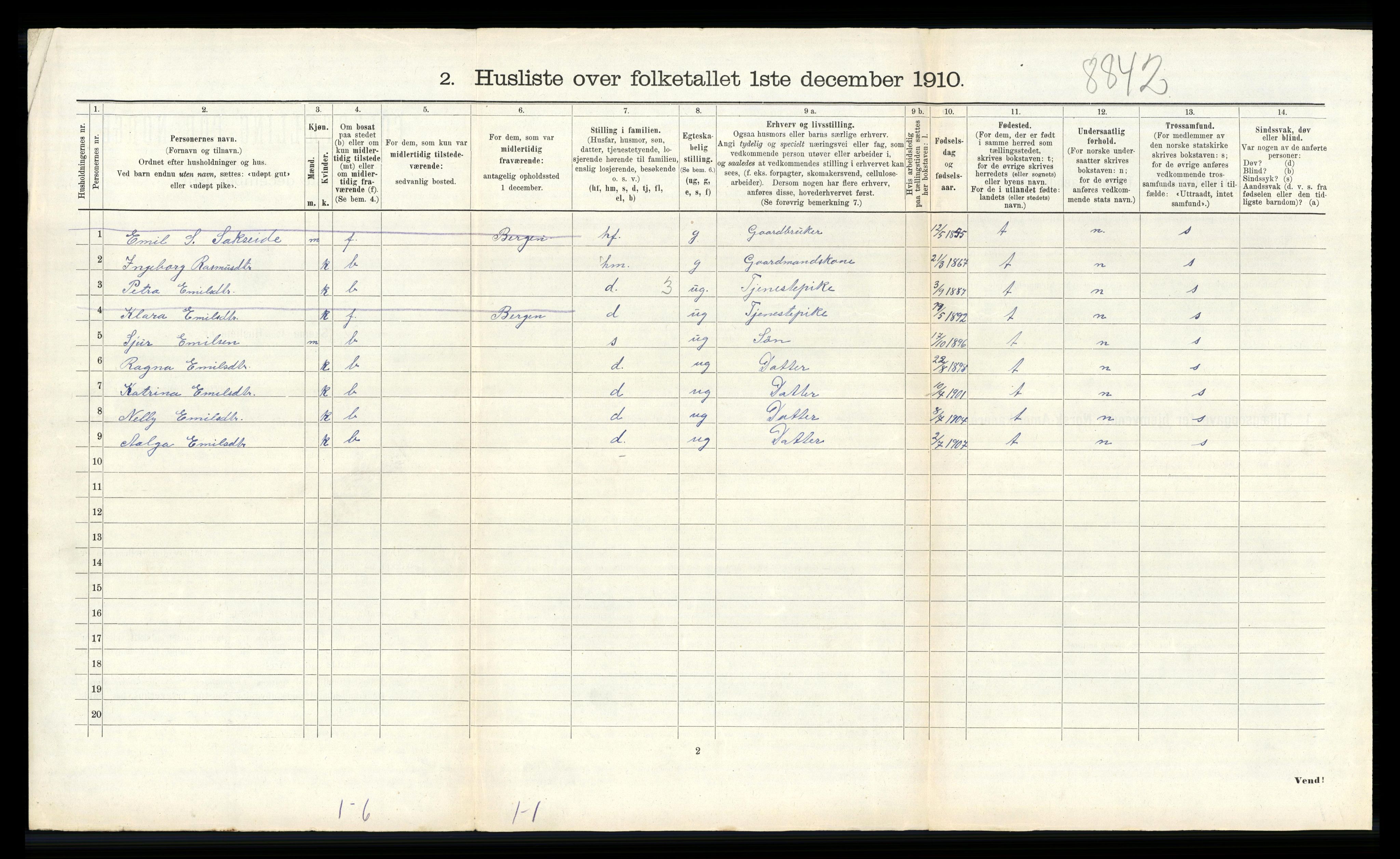 RA, Folketelling 1910 for 1218 Finnås herred, 1910, s. 991