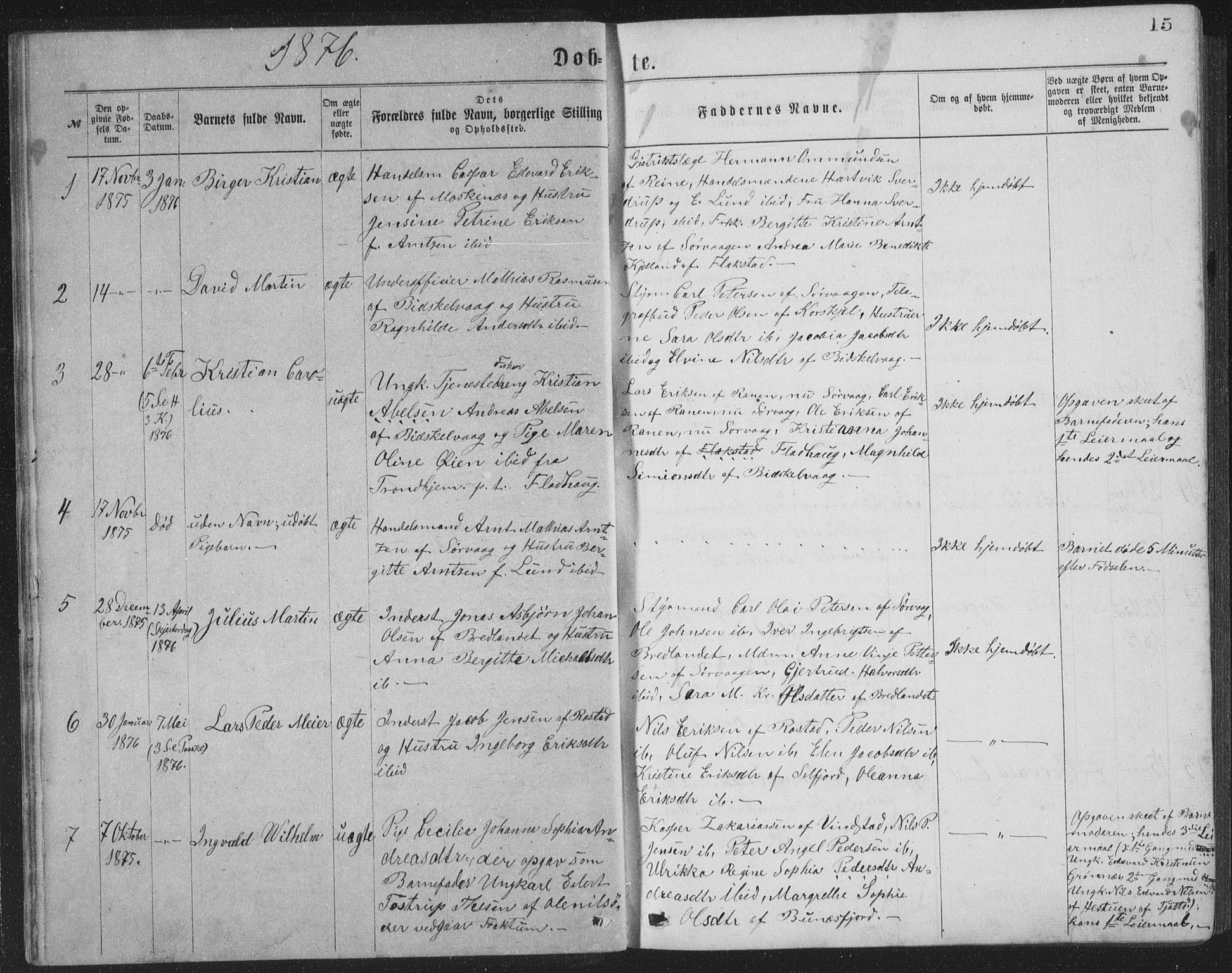 Ministerialprotokoller, klokkerbøker og fødselsregistre - Nordland, AV/SAT-A-1459/886/L1225: Klokkerbok nr. 886C02, 1874-1896, s. 15