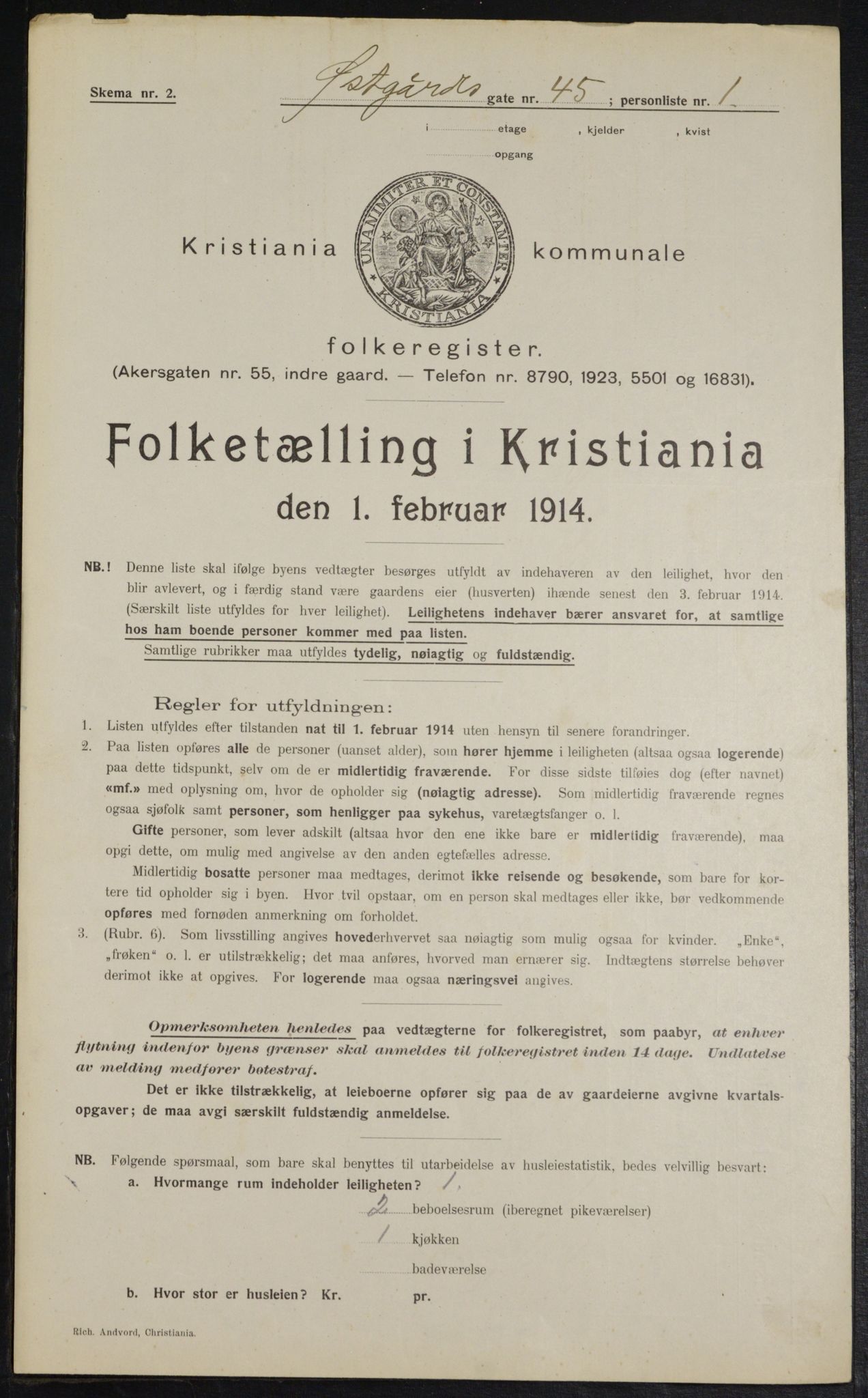 OBA, Kommunal folketelling 1.2.1914 for Kristiania, 1914, s. 130403