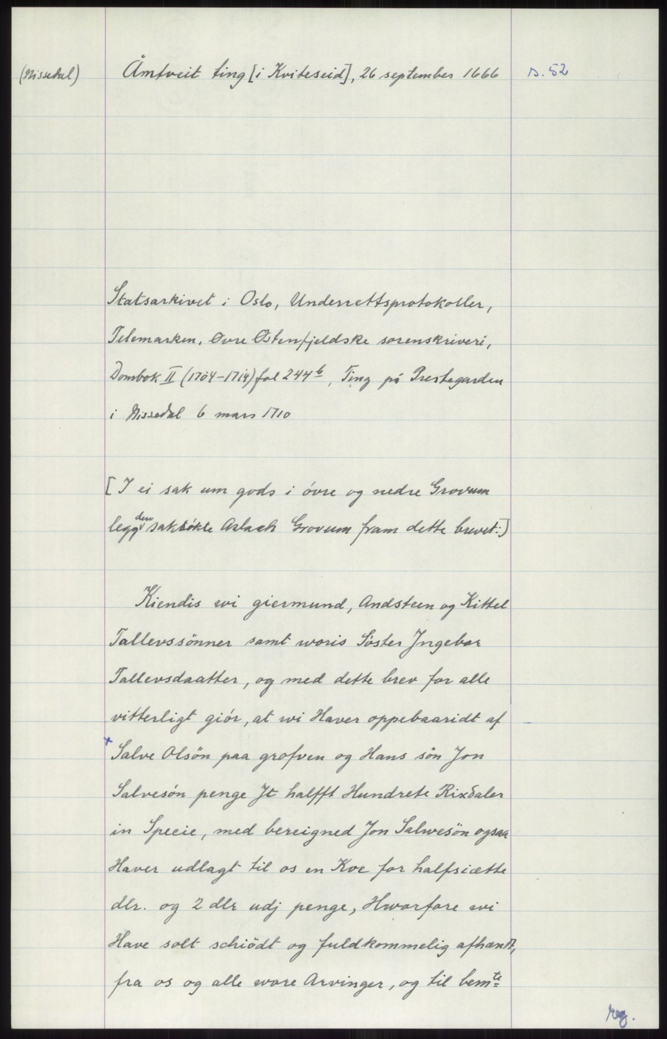 Samlinger til kildeutgivelse, Diplomavskriftsamlingen, AV/RA-EA-4053/H/Ha, s. 2308