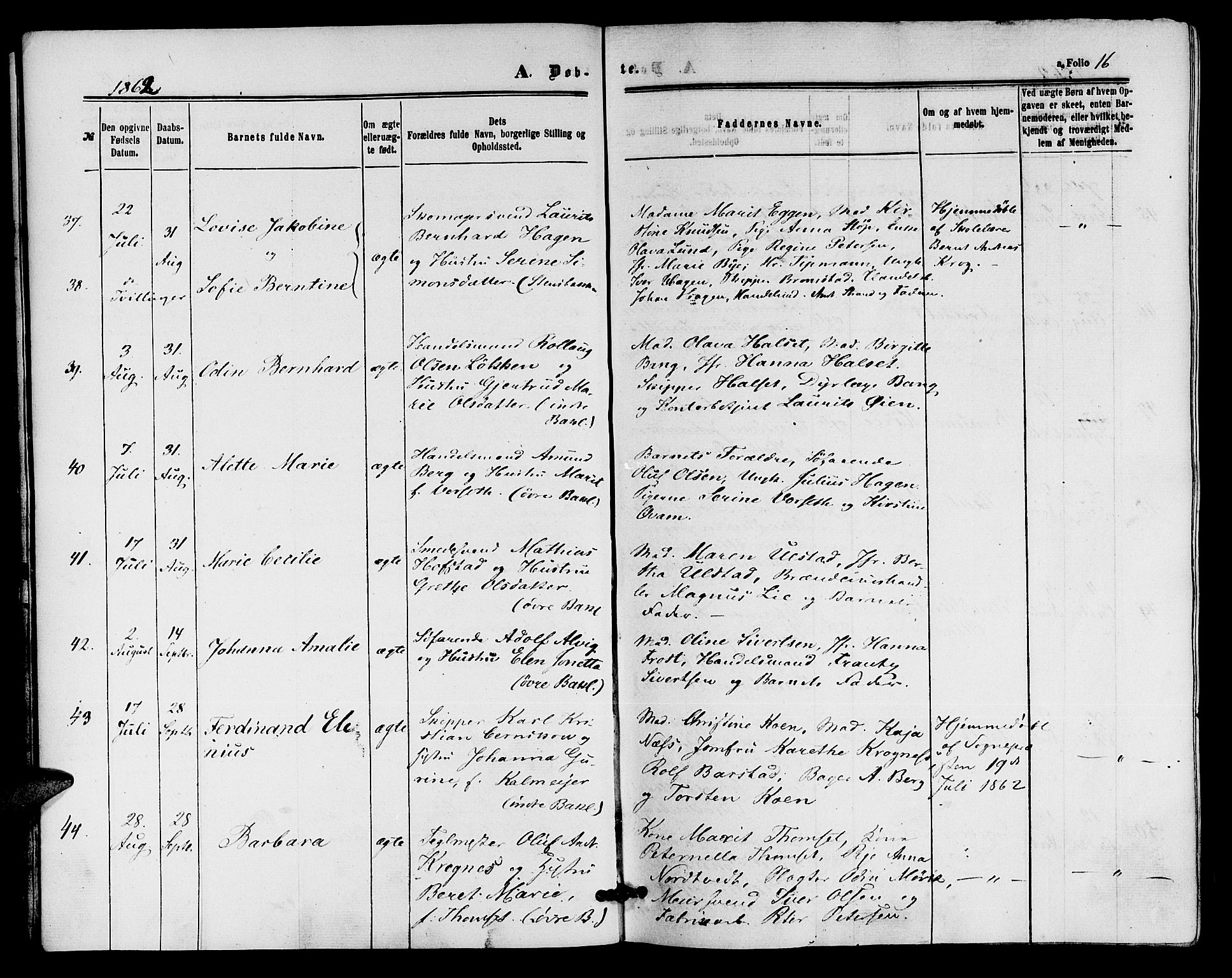 Ministerialprotokoller, klokkerbøker og fødselsregistre - Sør-Trøndelag, AV/SAT-A-1456/604/L0185: Ministerialbok nr. 604A06, 1861-1865, s. 16