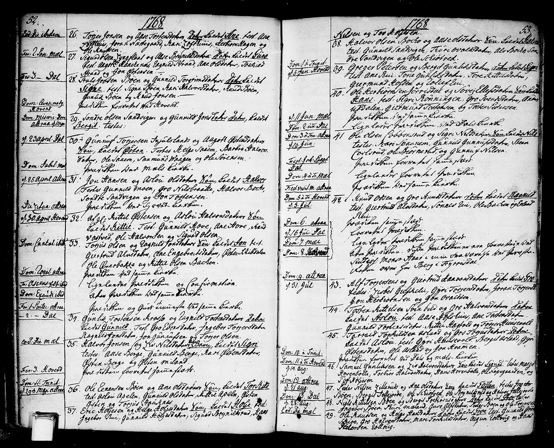 Tinn kirkebøker, AV/SAKO-A-308/F/Fa/L0002: Ministerialbok nr. I 2, 1757-1810, s. 52-53