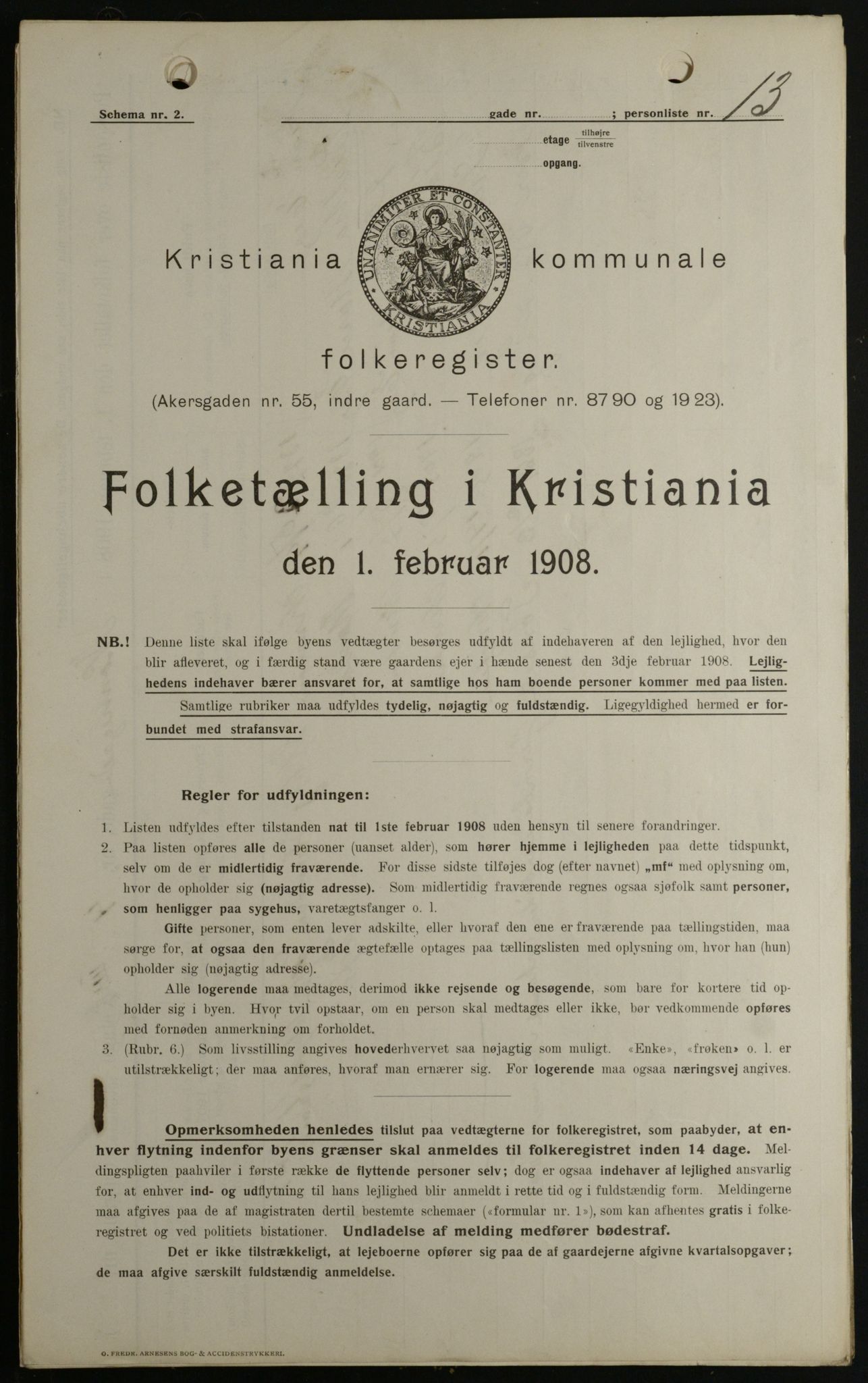 OBA, Kommunal folketelling 1.2.1908 for Kristiania kjøpstad, 1908, s. 64042