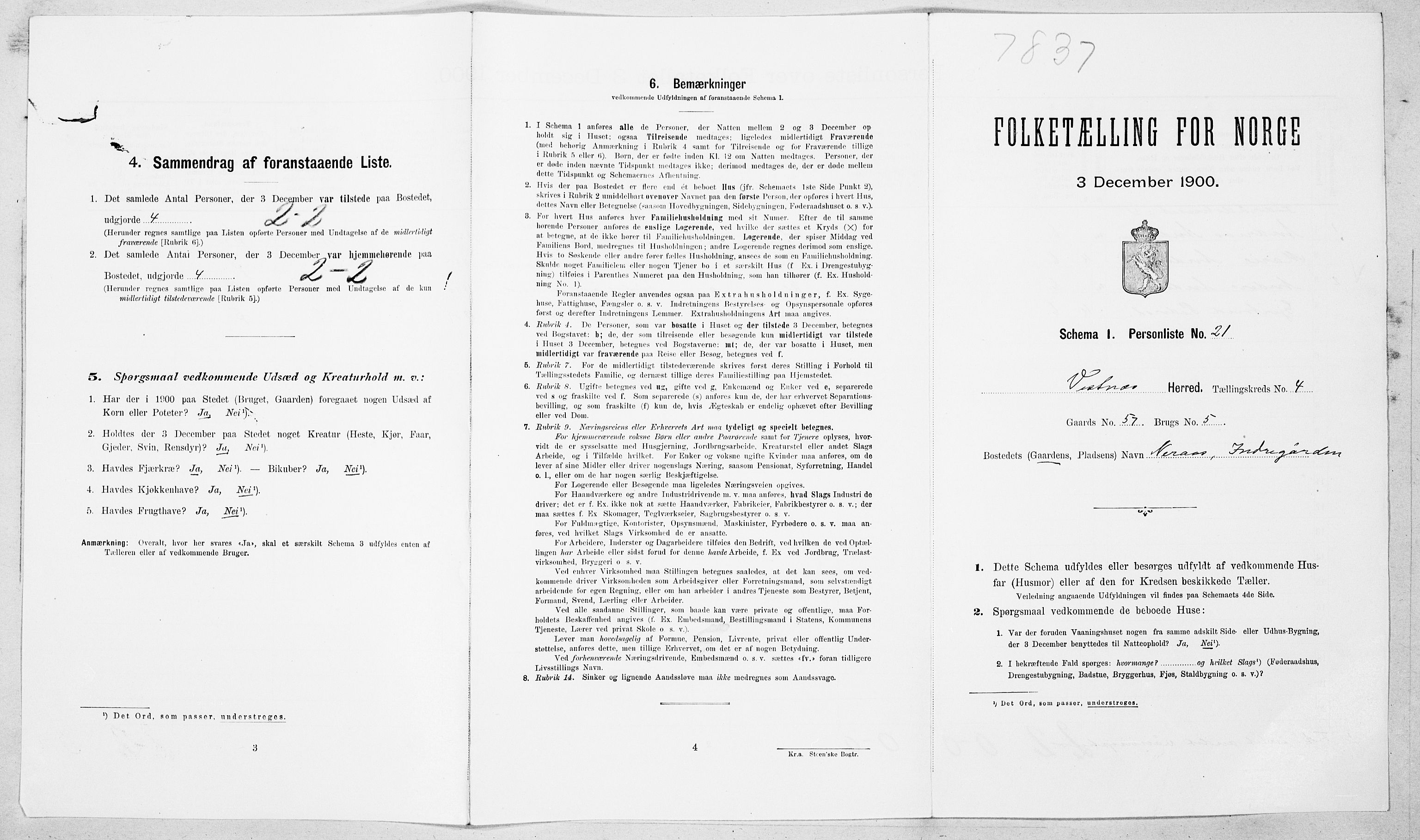 SAT, Folketelling 1900 for 1535 Vestnes herred, 1900, s. 491