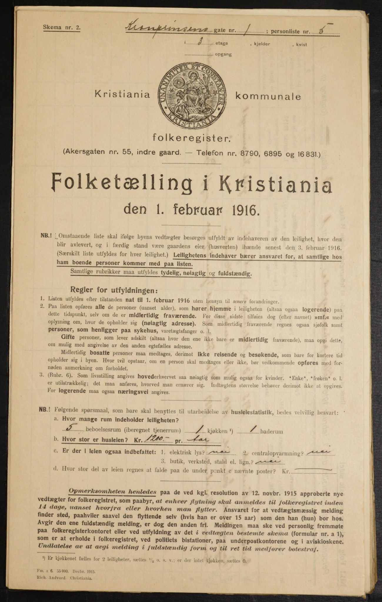 OBA, Kommunal folketelling 1.2.1916 for Kristiania, 1916, s. 55673