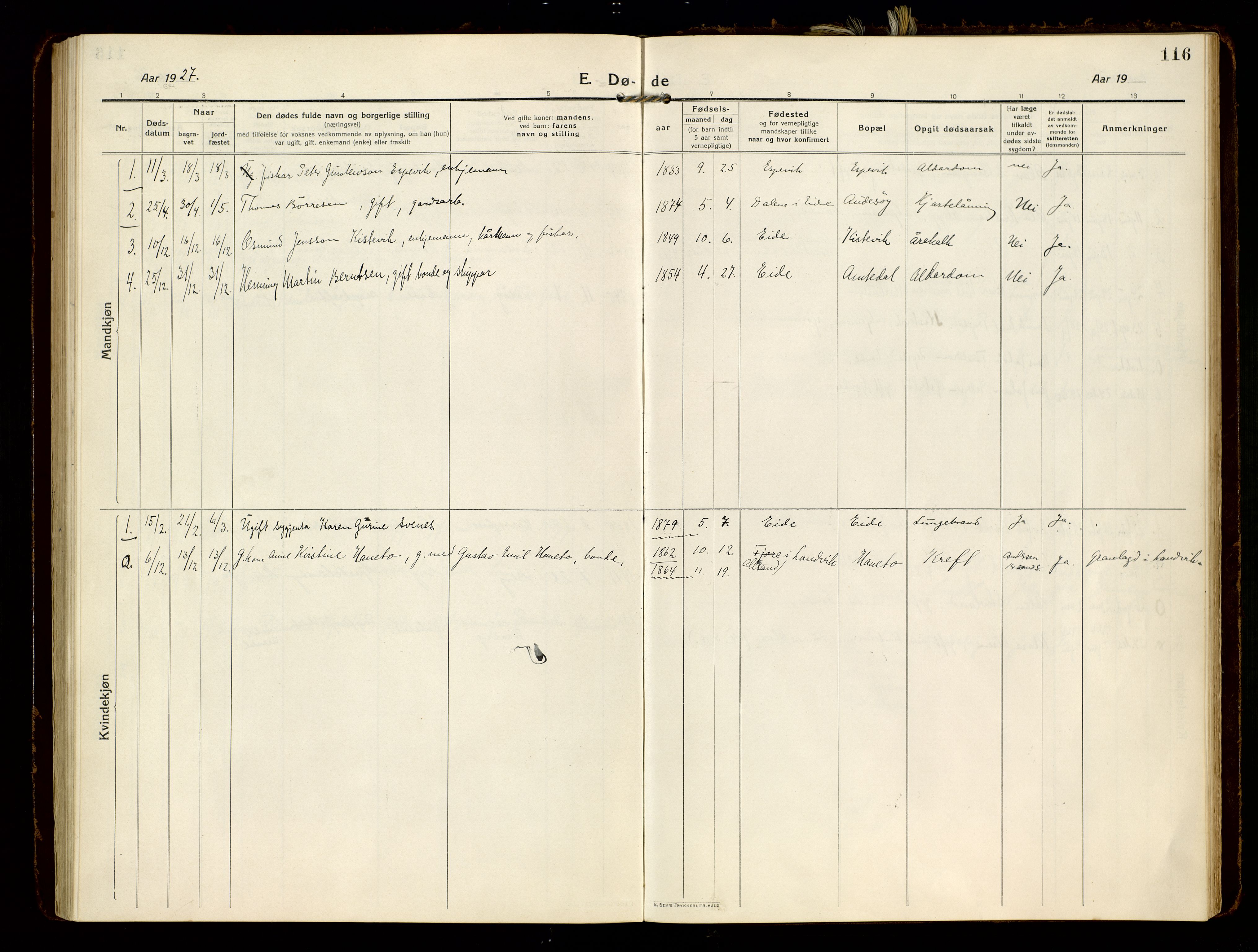 Hommedal sokneprestkontor, AV/SAK-1111-0023/F/Fa/Faa/L0004: Ministerialbok nr. A 4, 1916-1945, s. 116