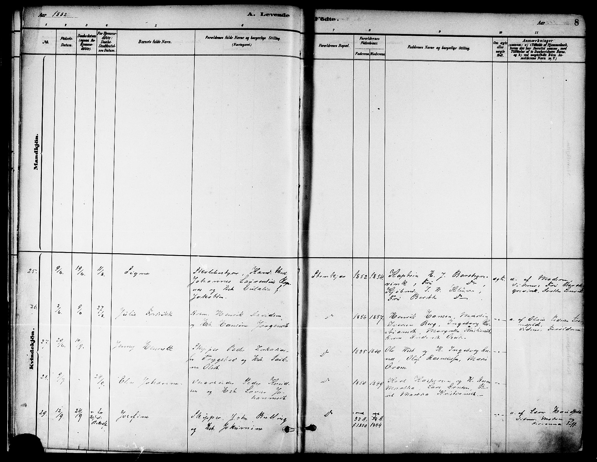 Ministerialprotokoller, klokkerbøker og fødselsregistre - Nord-Trøndelag, SAT/A-1458/739/L0371: Ministerialbok nr. 739A03, 1881-1895, s. 8