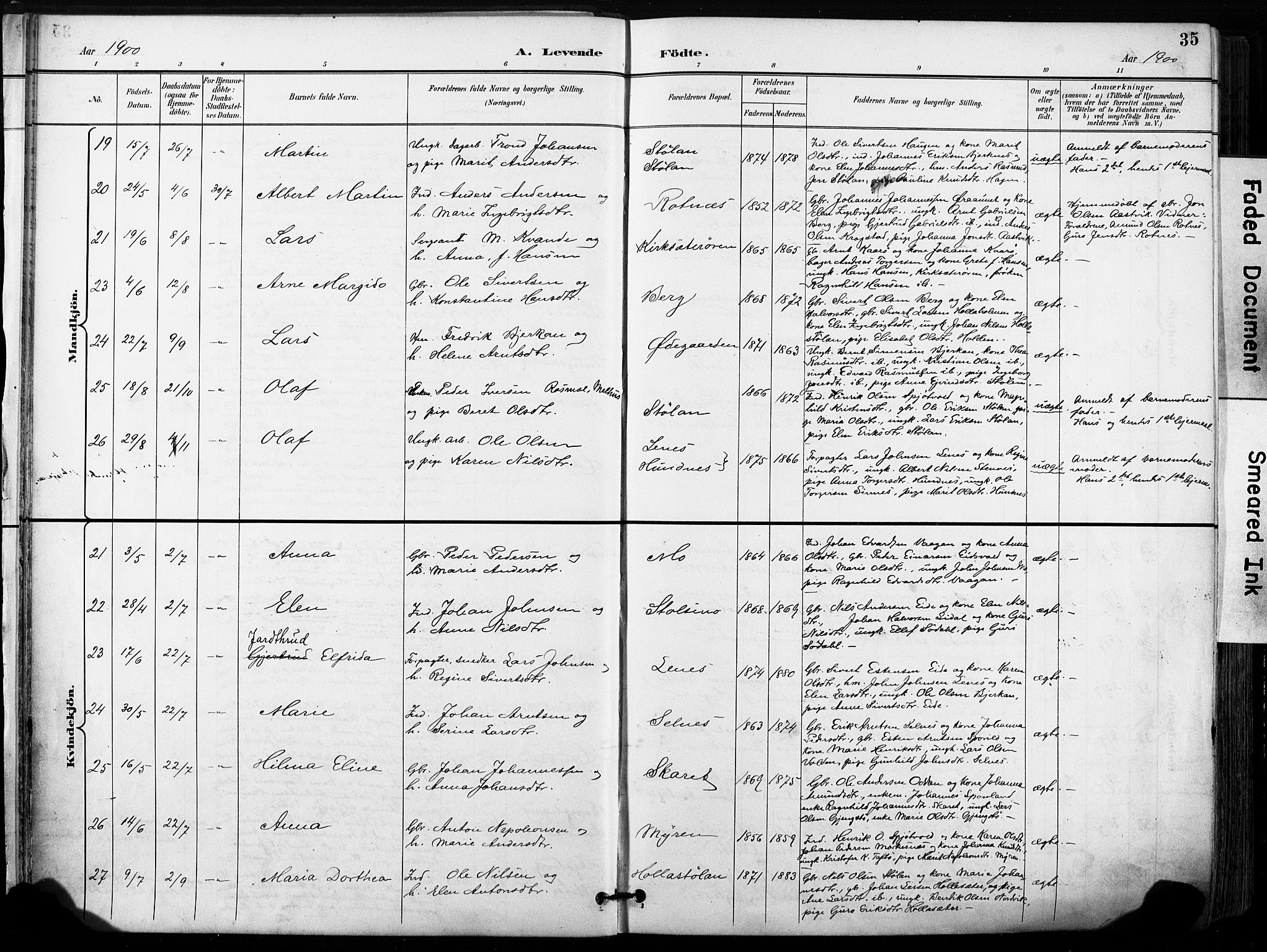Ministerialprotokoller, klokkerbøker og fødselsregistre - Sør-Trøndelag, SAT/A-1456/630/L0497: Ministerialbok nr. 630A10, 1896-1910, s. 35