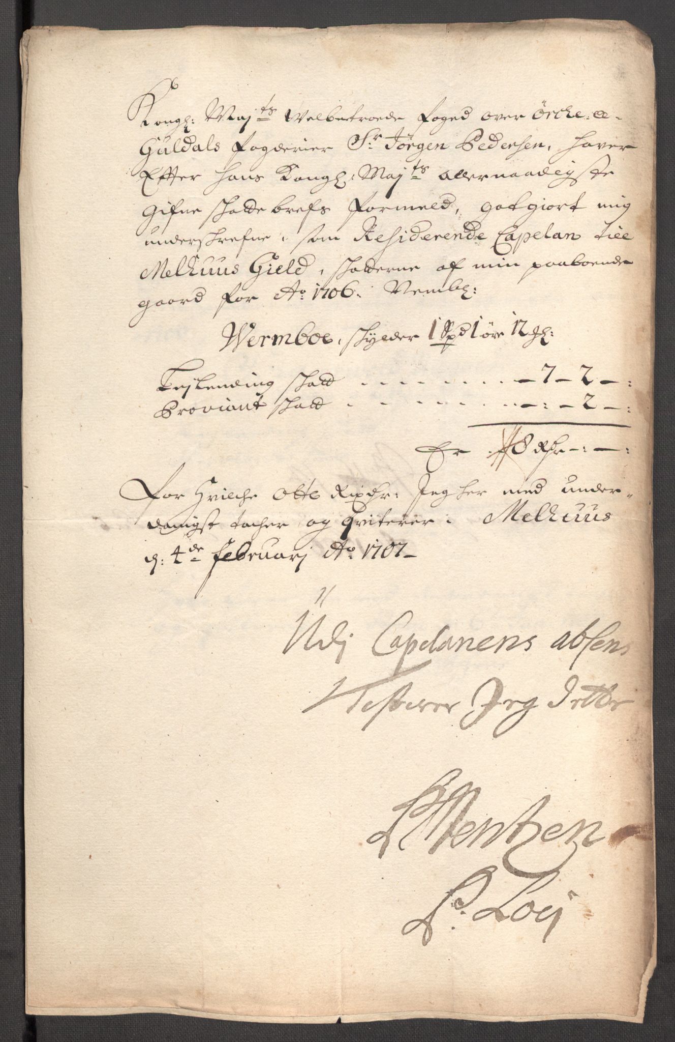 Rentekammeret inntil 1814, Reviderte regnskaper, Fogderegnskap, RA/EA-4092/R60/L3956: Fogderegnskap Orkdal og Gauldal, 1706, s. 337