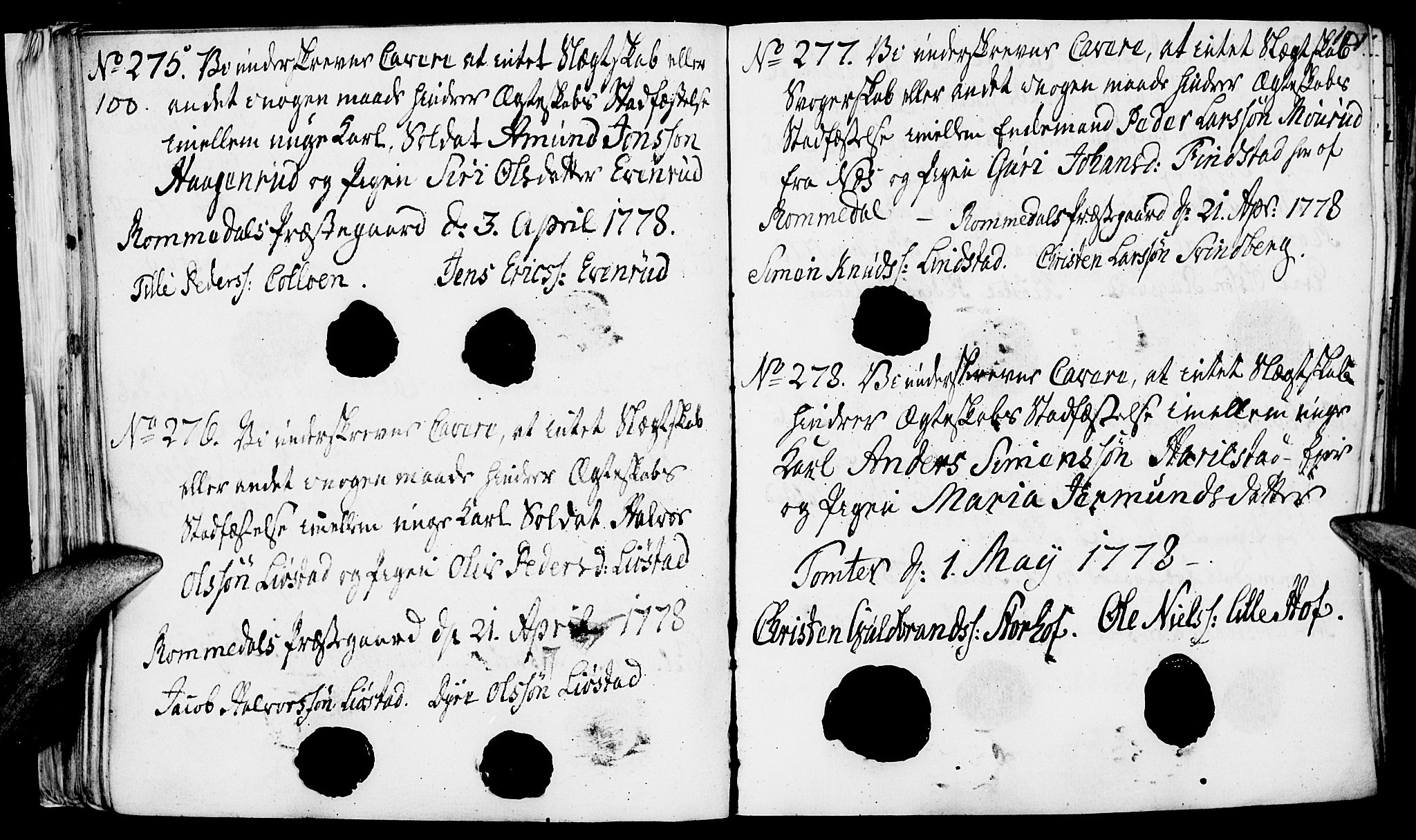 Romedal prestekontor, SAH/PREST-004/I/L0001: Forlovererklæringer nr. 1, 1762-1802, s. 100-101