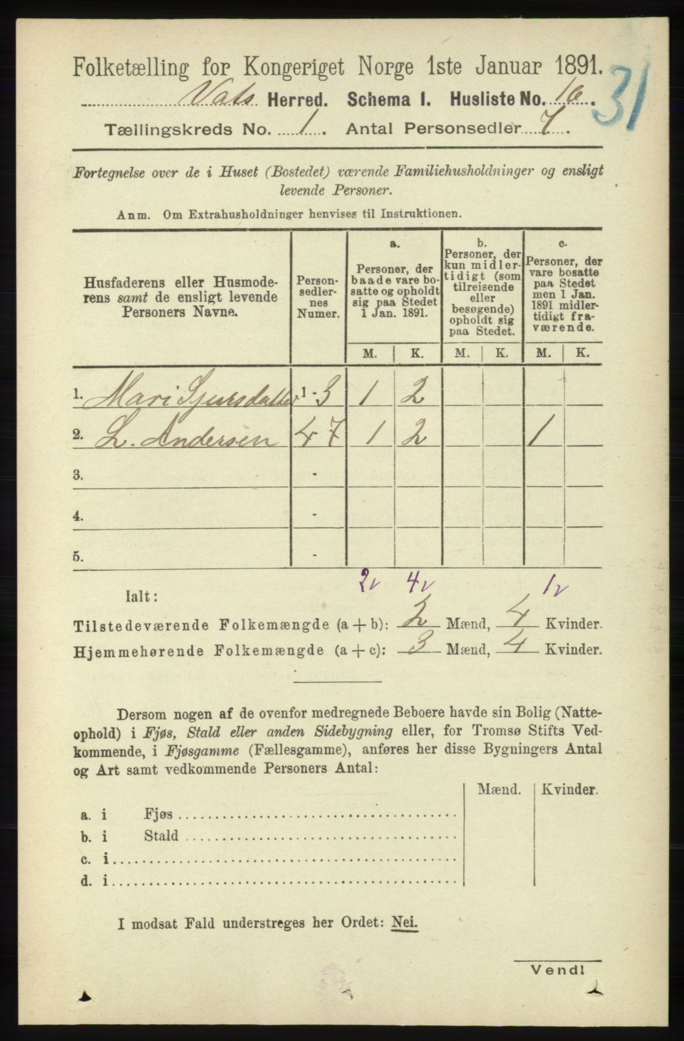 RA, Folketelling 1891 for 1155 Vats herred, 1891, s. 38