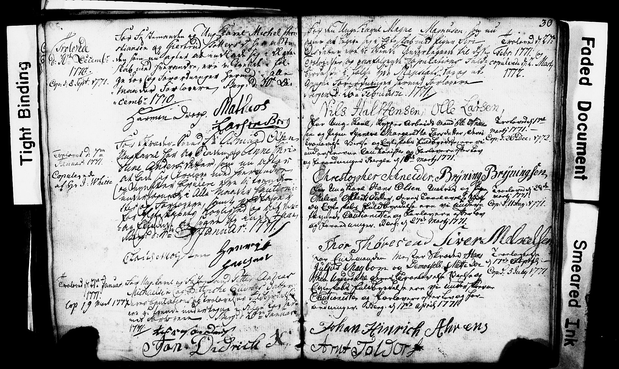 Domkirken sokneprestembete, SAB/A-74801: Forlovererklæringer nr. II.5.1, 1767-1792, s. 30