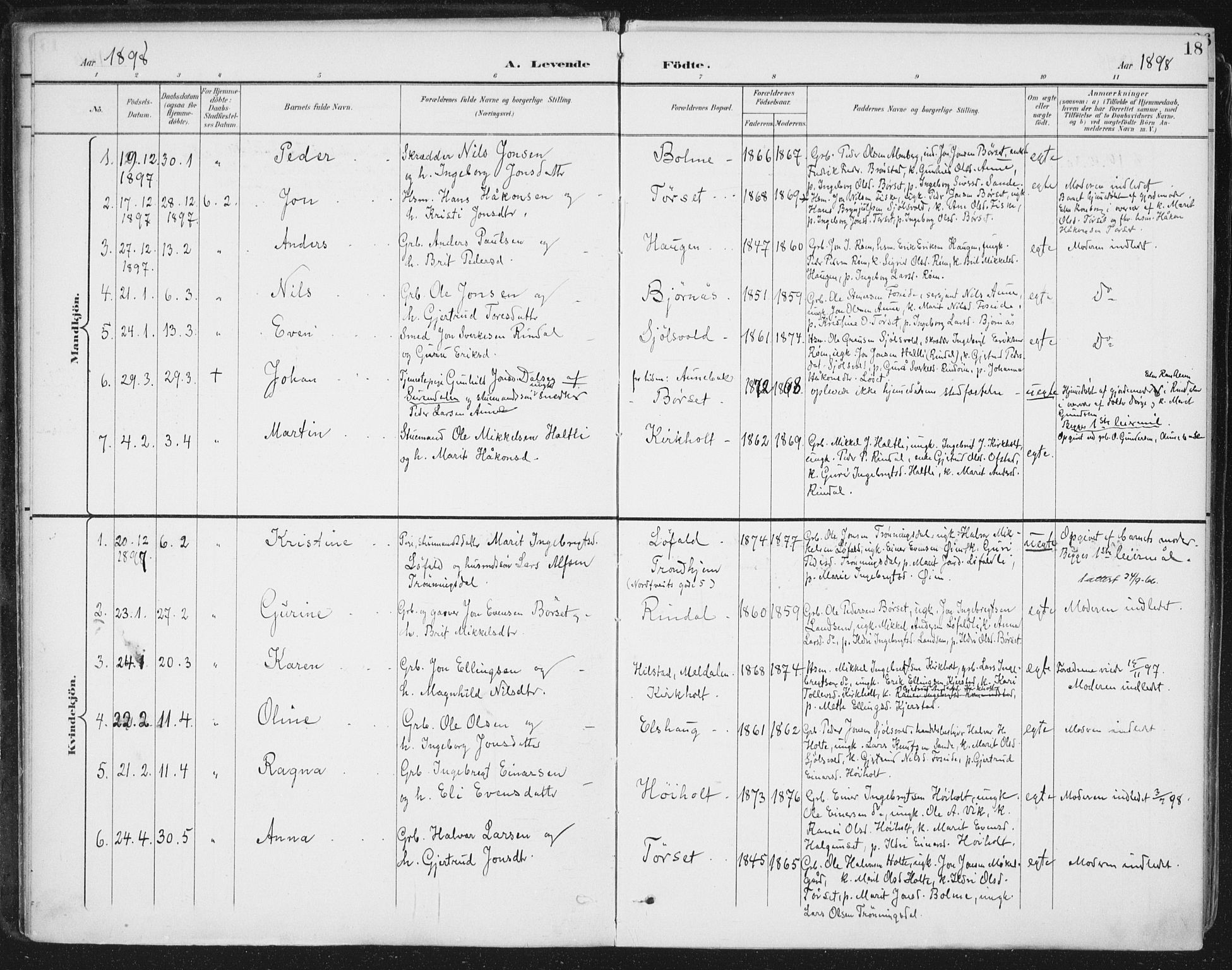 Ministerialprotokoller, klokkerbøker og fødselsregistre - Møre og Romsdal, AV/SAT-A-1454/598/L1072: Ministerialbok nr. 598A06, 1896-1910, s. 18