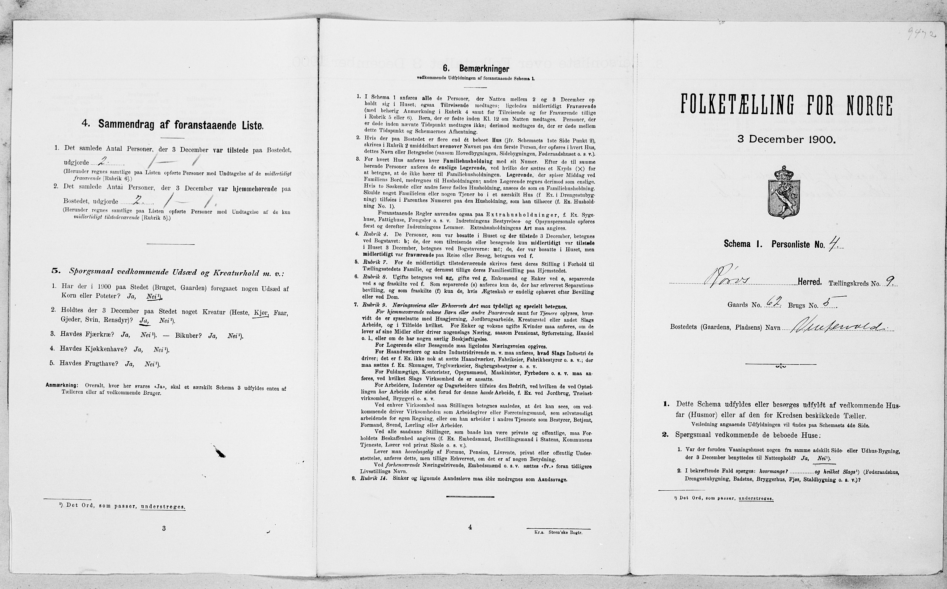SAT, Folketelling 1900 for 1640 Røros herred, 1900, s. 1022