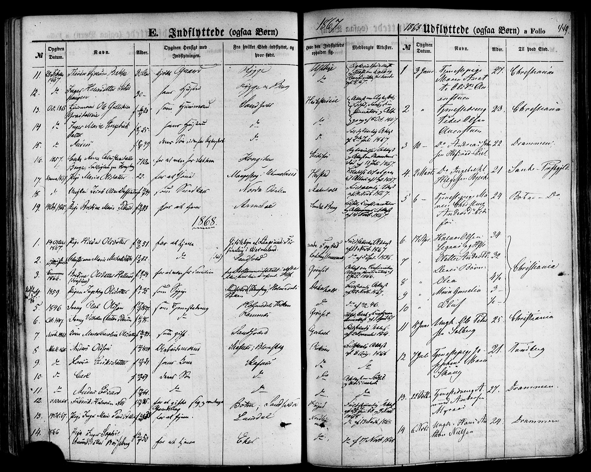 Hof kirkebøker, AV/SAKO-A-64/F/Fa/L0006: Ministerialbok nr. I 6, 1851-1877, s. 449