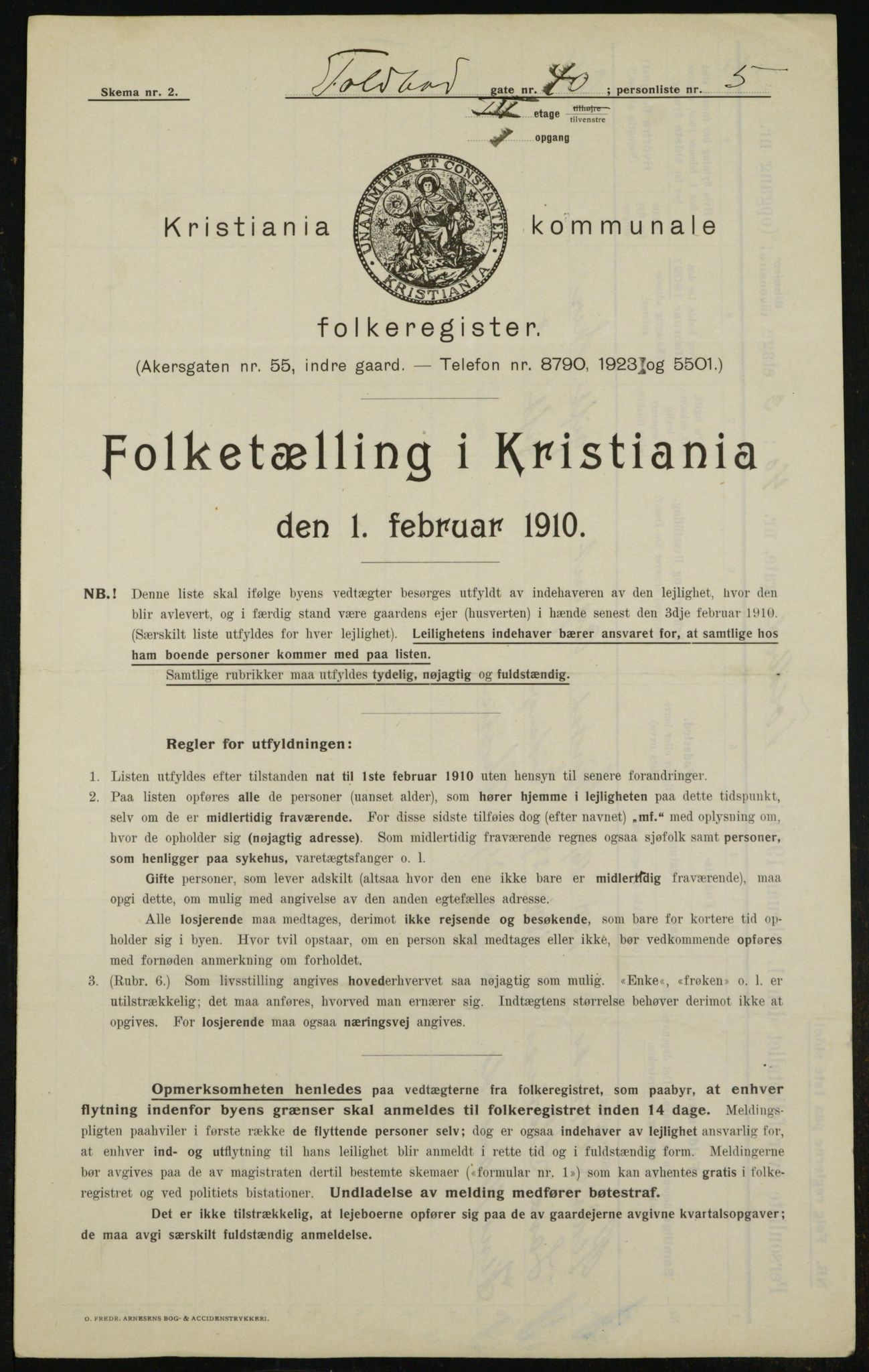 OBA, Kommunal folketelling 1.2.1910 for Kristiania, 1910, s. 107613